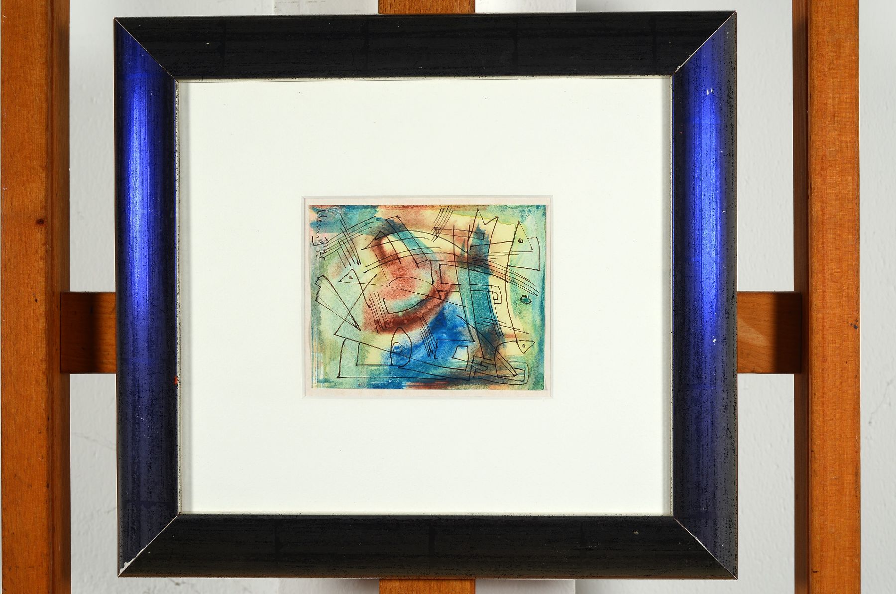 Albert Hennig, 1907 Leipzig-1998 Zwickau, Abstrakte Komposition, Tusche und Aquarell auf Papier, signiert und dat. 75, ca. 12x10cm, PP, u.Gl., R. ca. ...