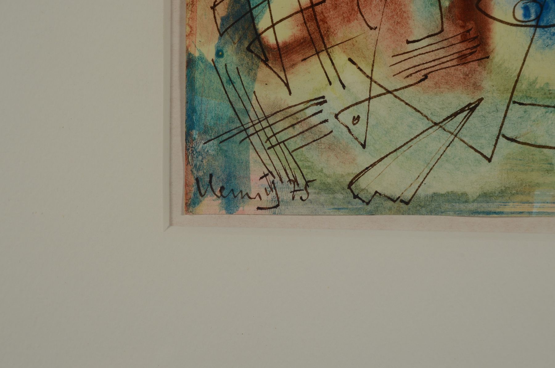 Detail a: Albert Hennig, 1907 Leipzig-1998 Zwickau, Abstrakte Komposition, Tusche und Aquarell auf Papier, signiert und dat. 75, ca. 12x10cm, PP, u.Gl., R. ca. ...