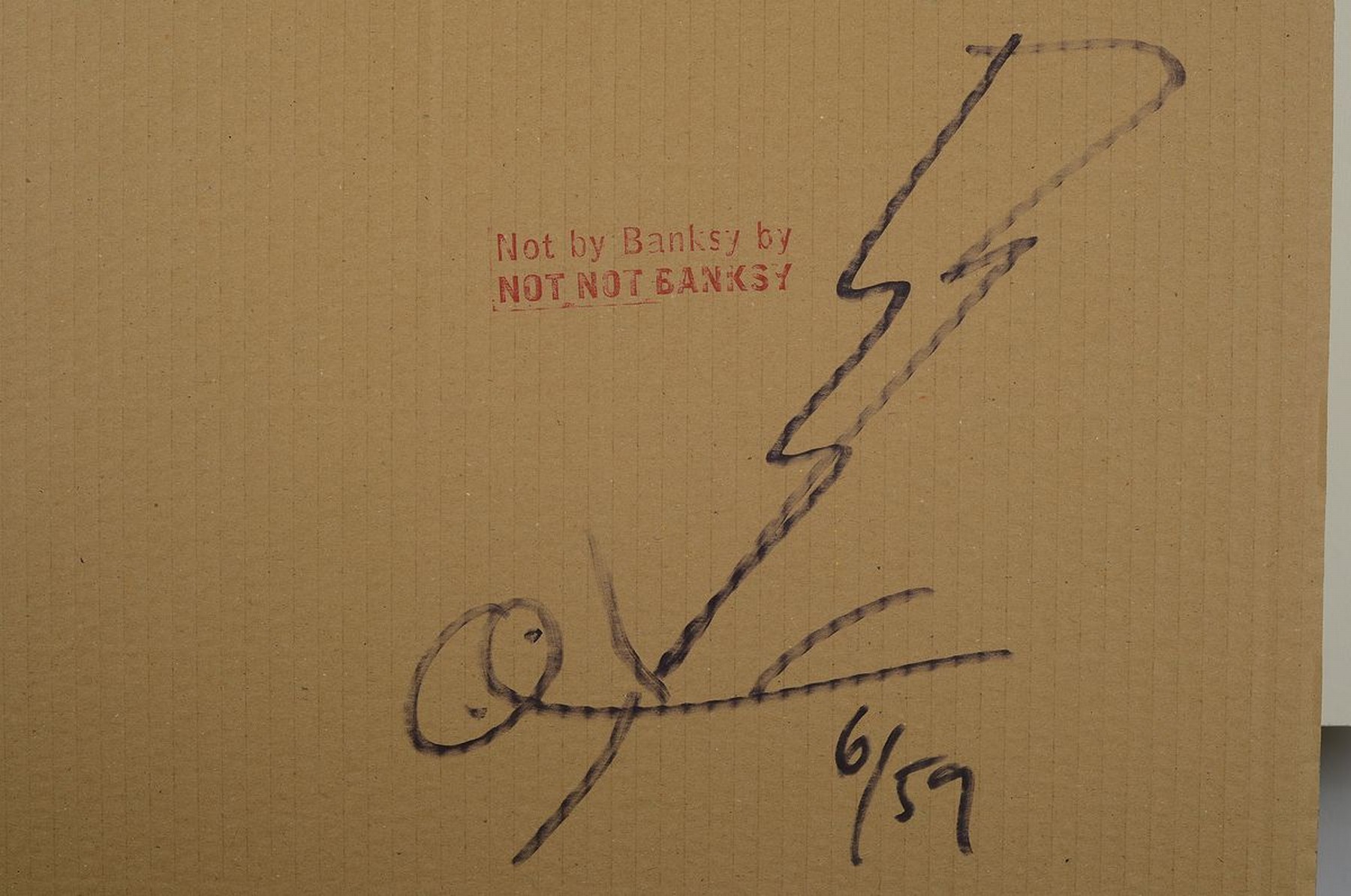 Detail a: NOT BY BANKSY BY NOT NOT BANKSY, "Rat with Not Black Square", 2018, 2018, Farbserigrafie auf braunem Karton, verso sign., stempel, num. ...