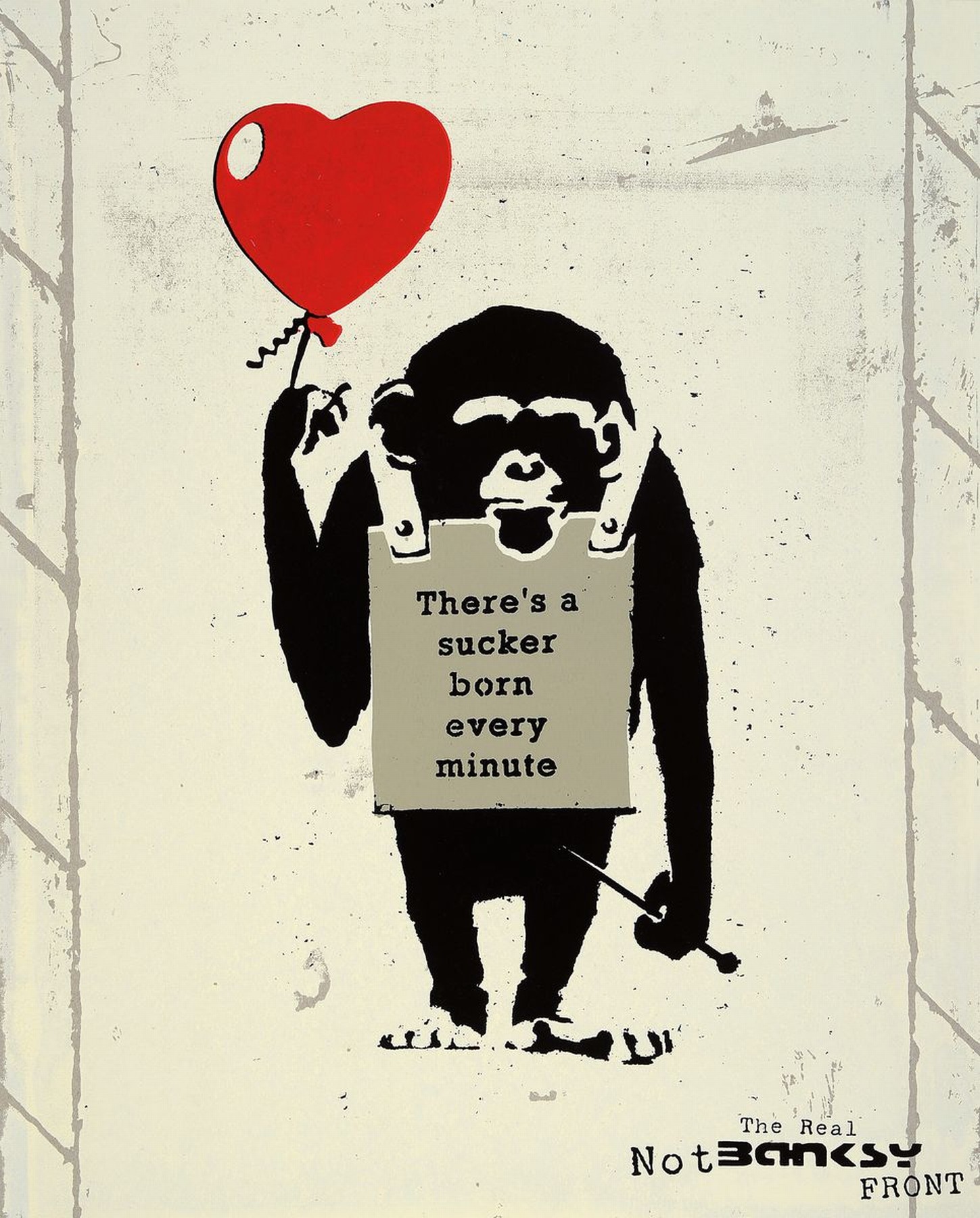 NOT BY BANKSY BY NOT NOT BANKSY, "True Love fake art Suckers!), 2019, Farbsiebdruck auf Pappe, verso sign., num. 109/500, Stempel, inkl. ...
