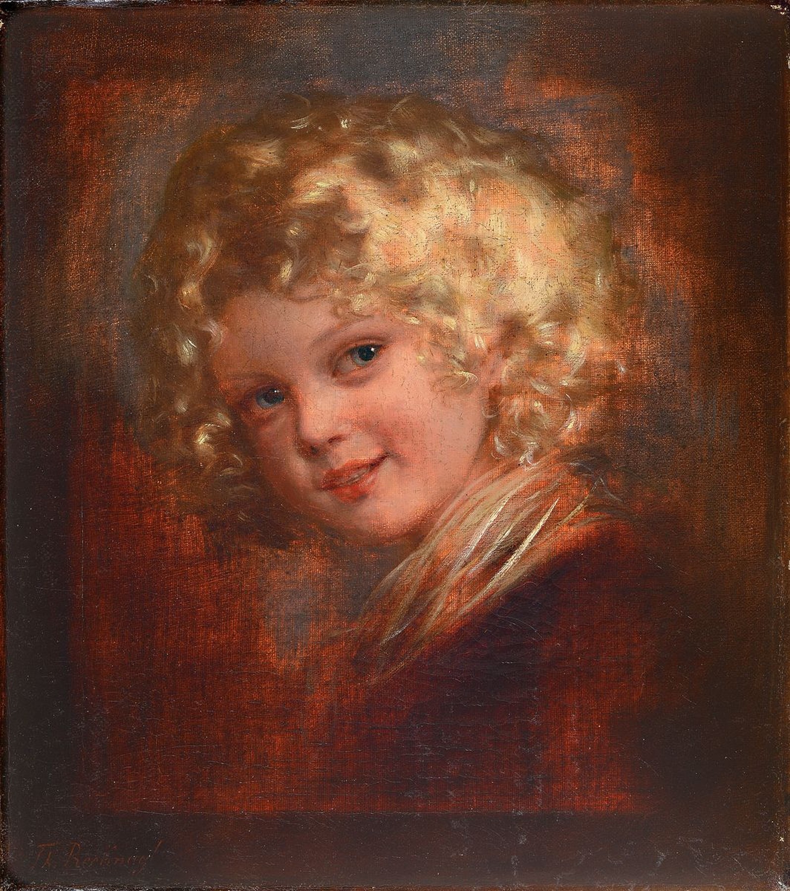 Theodor Recknagel, 1865 - 1945 München, Kinderporträt, gekonnte Lichtführung und meisterliches Inkarnat, li. u. rot signiert, altersbedingt ...