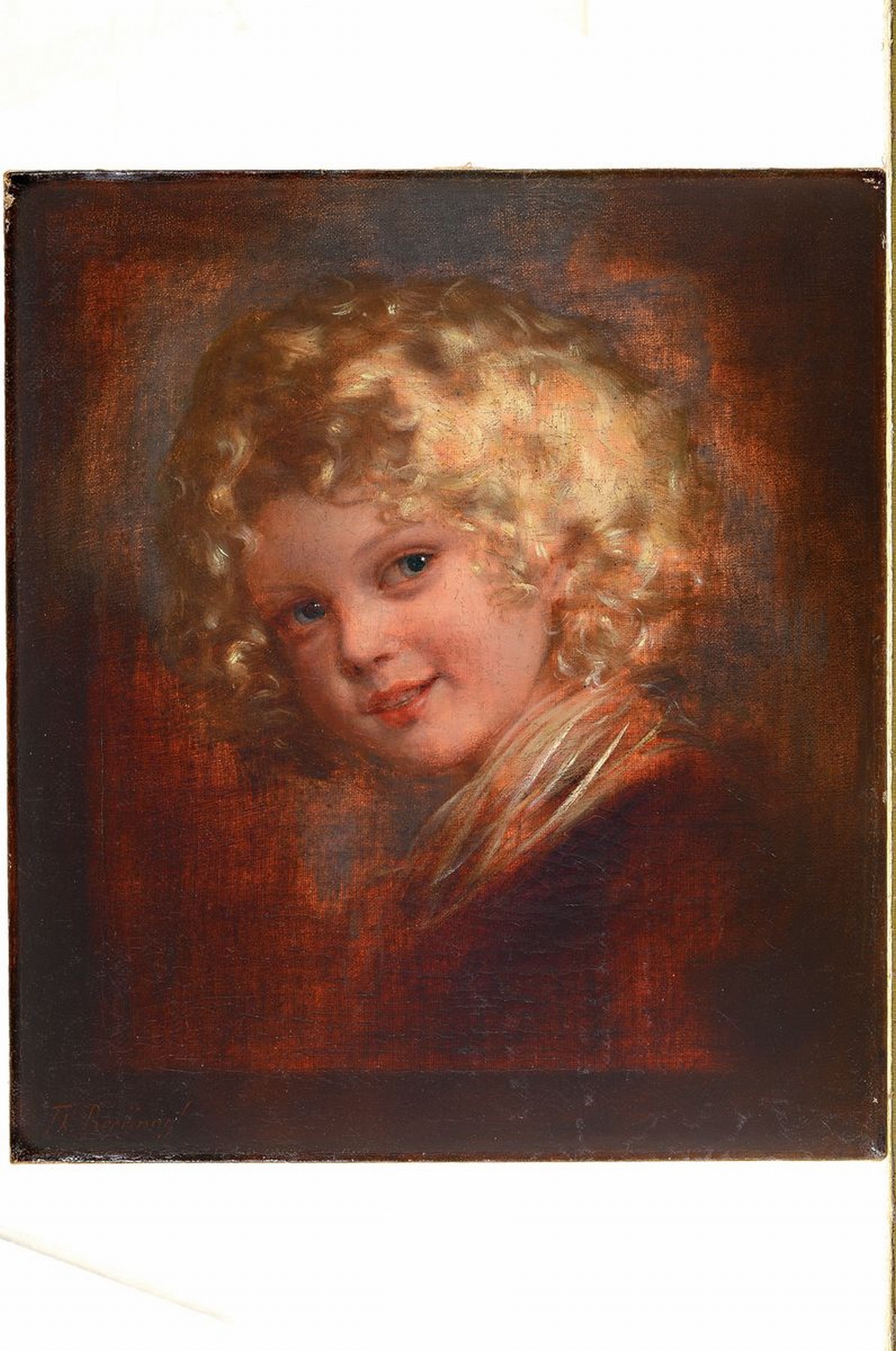Detail k: Theodor Recknagel, 1865 - 1945 München, Kinderporträt, gekonnte Lichtführung und meisterliches Inkarnat, li. u. rot signiert, altersbedingt ...