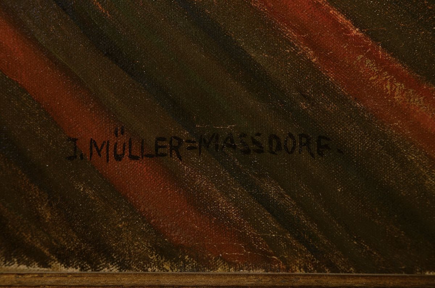 Detail a: Julius Müller-Massdorf, 1963-1933 Düsseldorf, Interieur mit Karten spielenden Männern, Öl/Lwd, links unten signiert, ca. 60x80cm, R. ca. 70x90cm