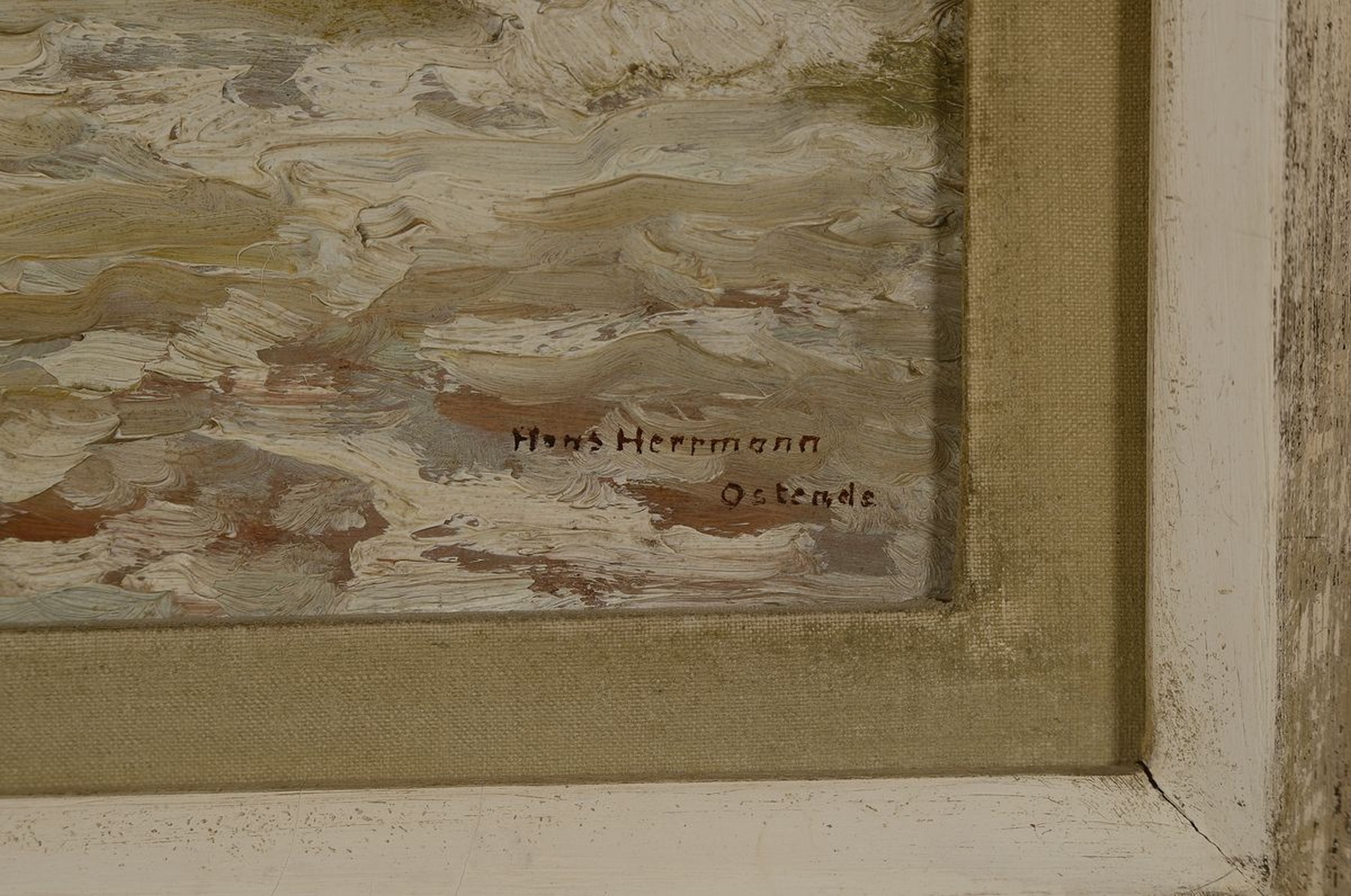 Detail a: Hans Herrmann, 1858 Berlin-1942 ebenda, deutscher Genre-und Landschaftsmaler, Studium an der Kunstakademie Berlin und Düsseldorf unter Eugen ...