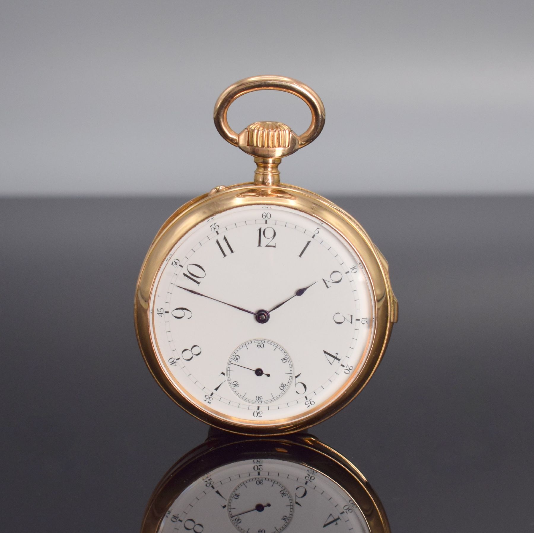 L. AUDEMARS Brassus & Geneve feine Taschenuhr mit Minutenrepetition in RoseG 750/000, Schweiz um 1900, 2-Deckel Goldgeh., Rückseite guill., ...