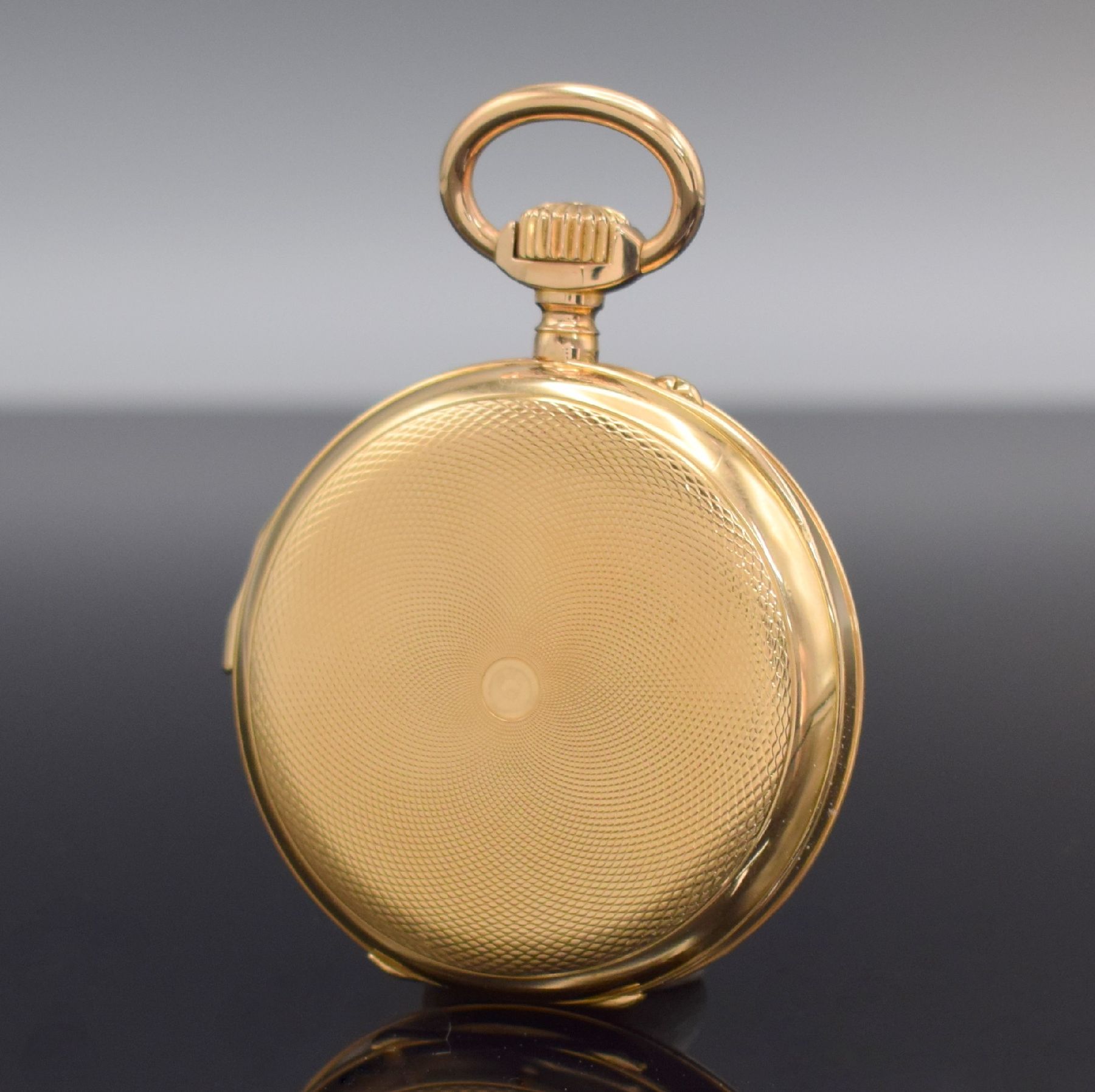 Detail b: L. AUDEMARS Brassus & Geneve feine Taschenuhr mit Minutenrepetition in RoseG 750/000, Schweiz um 1900, 2-Deckel Goldgeh., Rückseite guill., ...