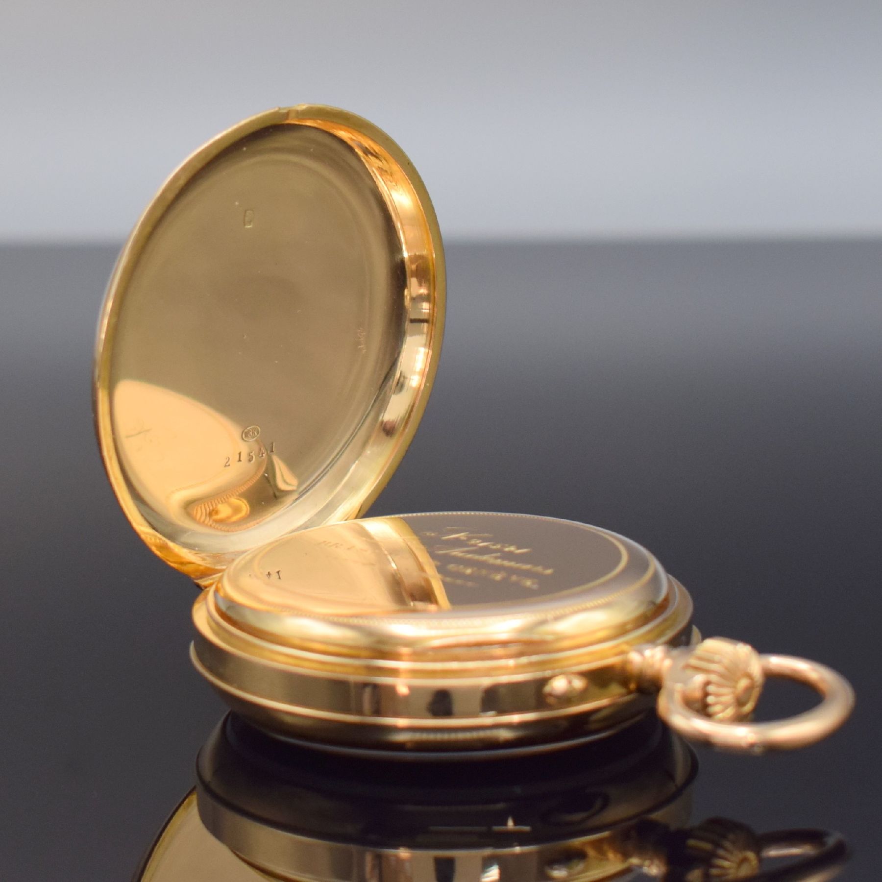 Detail c: L. AUDEMARS Brassus & Geneve feine Taschenuhr mit Minutenrepetition in RoseG 750/000, Schweiz um 1900, 2-Deckel Goldgeh., Rückseite guill., ...