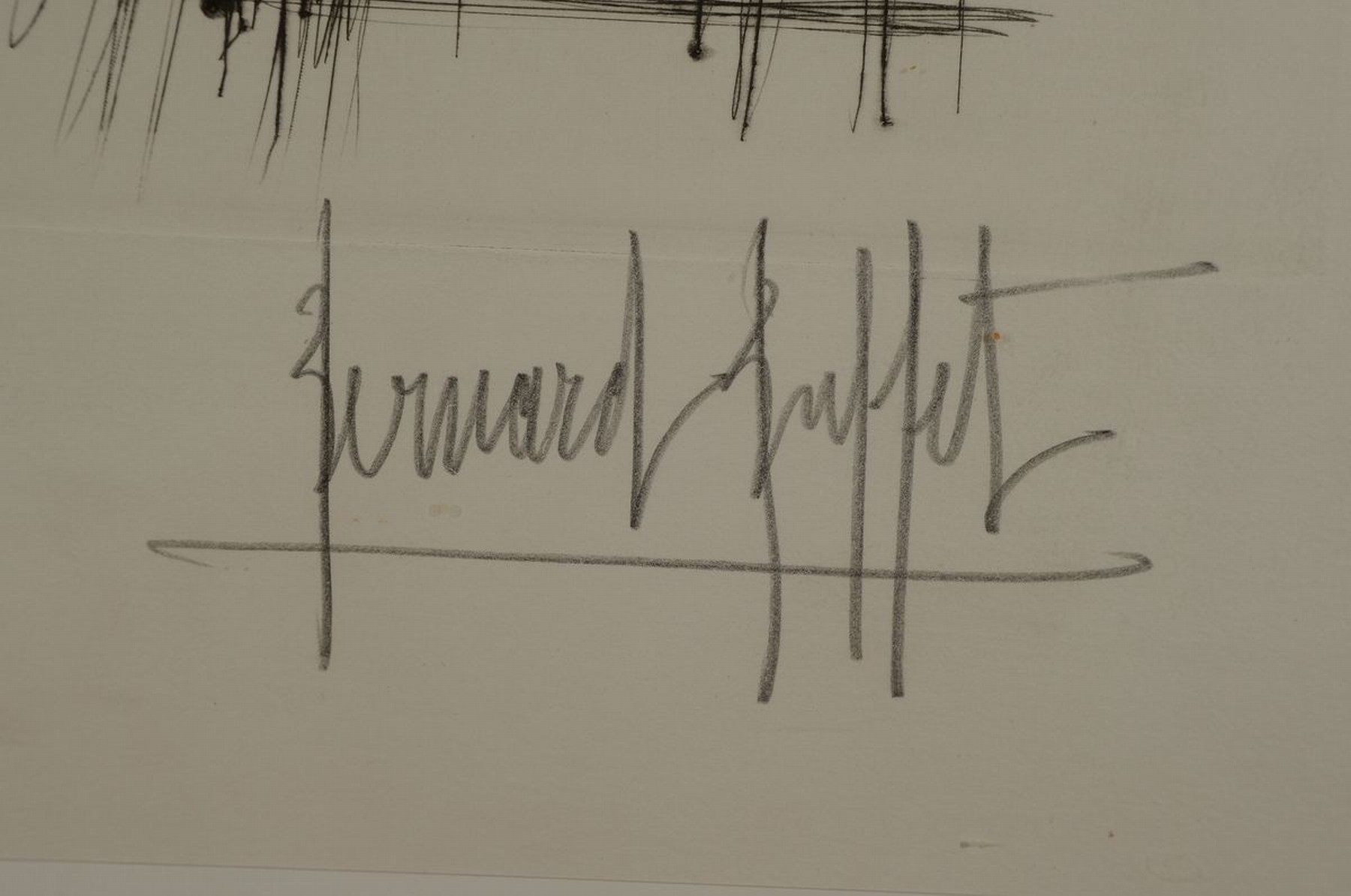 Detail a: Bernard Buffet, 1928-1999, Radierung, handsigniert und num. 16/37, ca. 37x43cm, u.Gl., R. ca. 60x50cm