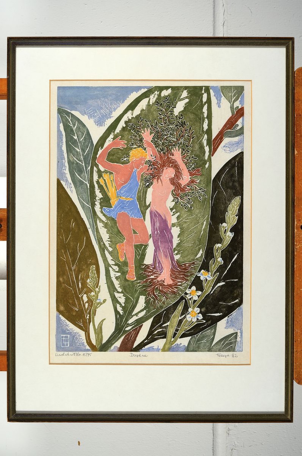 Detail m: Friedrich Teepe, Osnabrücker Künstler 1929 - 2012, drei Linolschnitte: "Syrinx", " Diana im Bade" und "Daphne", alle ...