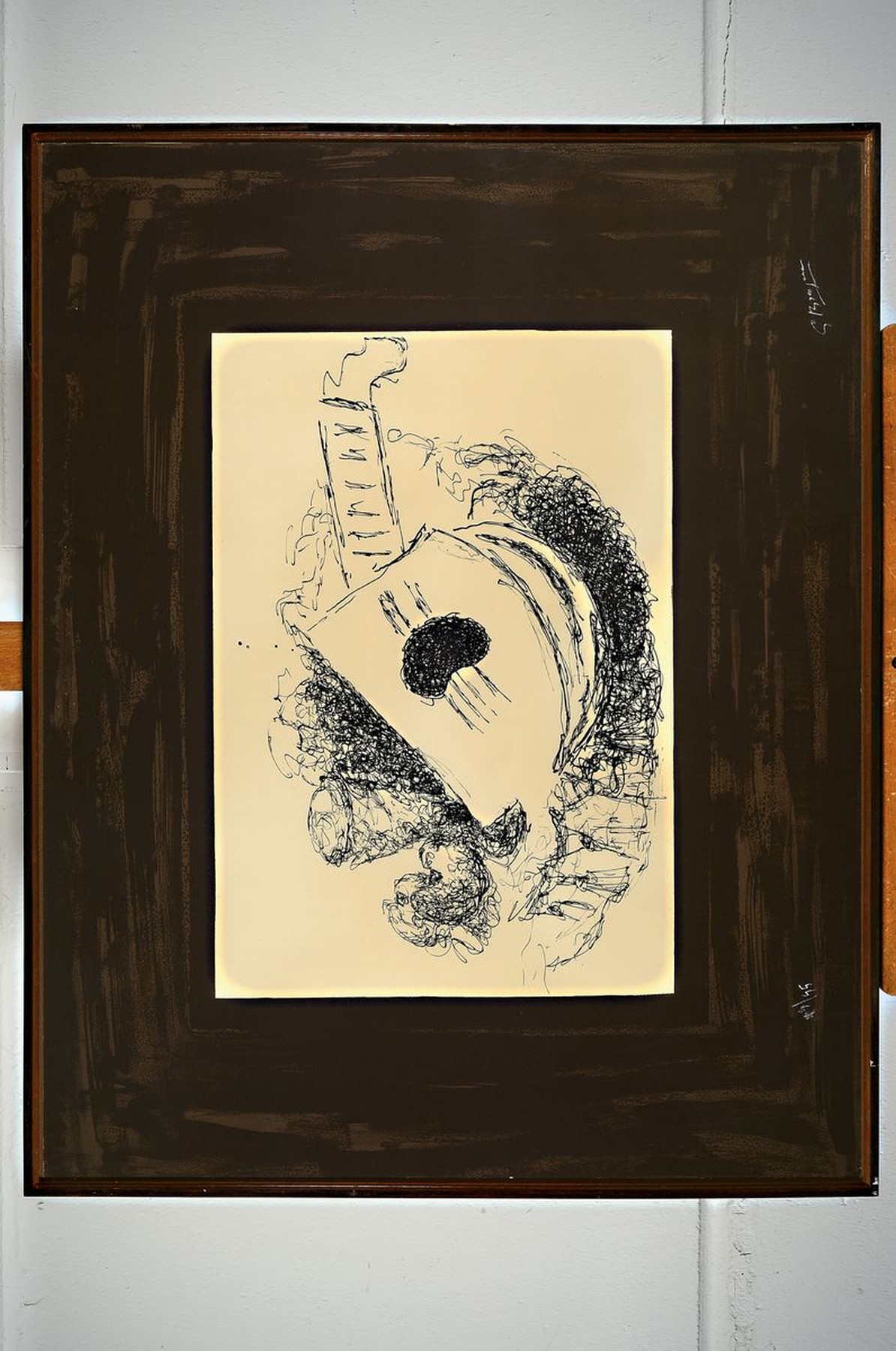 Detail k: Georges Braque,1882-1963, Litho, "La guitare" 43/95, handsigniert, ca. 34 x 49 cm/60 x 76 cm, unter Glas, Rahmen