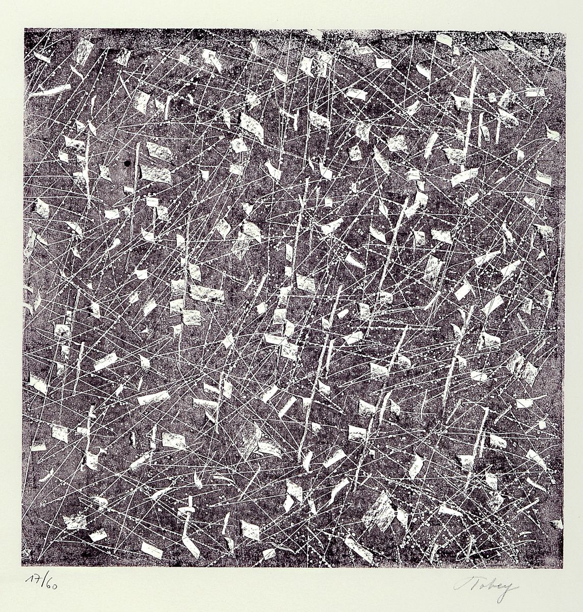 Mark Tobey, 1890 Centerville, Wisconsin - 1976 Basel, zwei Farbradierungen, beide handsigniert, num. 46/75 bzw. 17/60, 31 x 24 cm bzw. 28 x 28.5 cm, ...