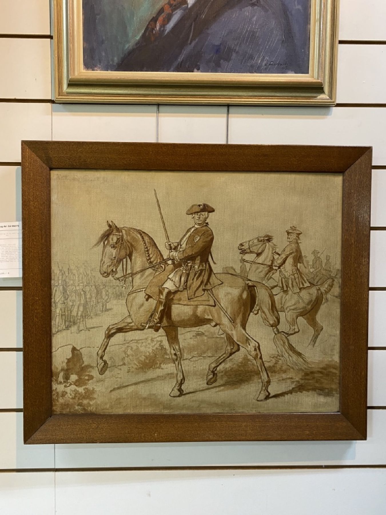 Detail c: Wilhelm Camphausen, 1818-1885 Düsseldorf, Friedrich Wilhelm I. von Preussen bei der Parade seiner Garde, Graphit und Gouache auf grundierter Lwd, ...