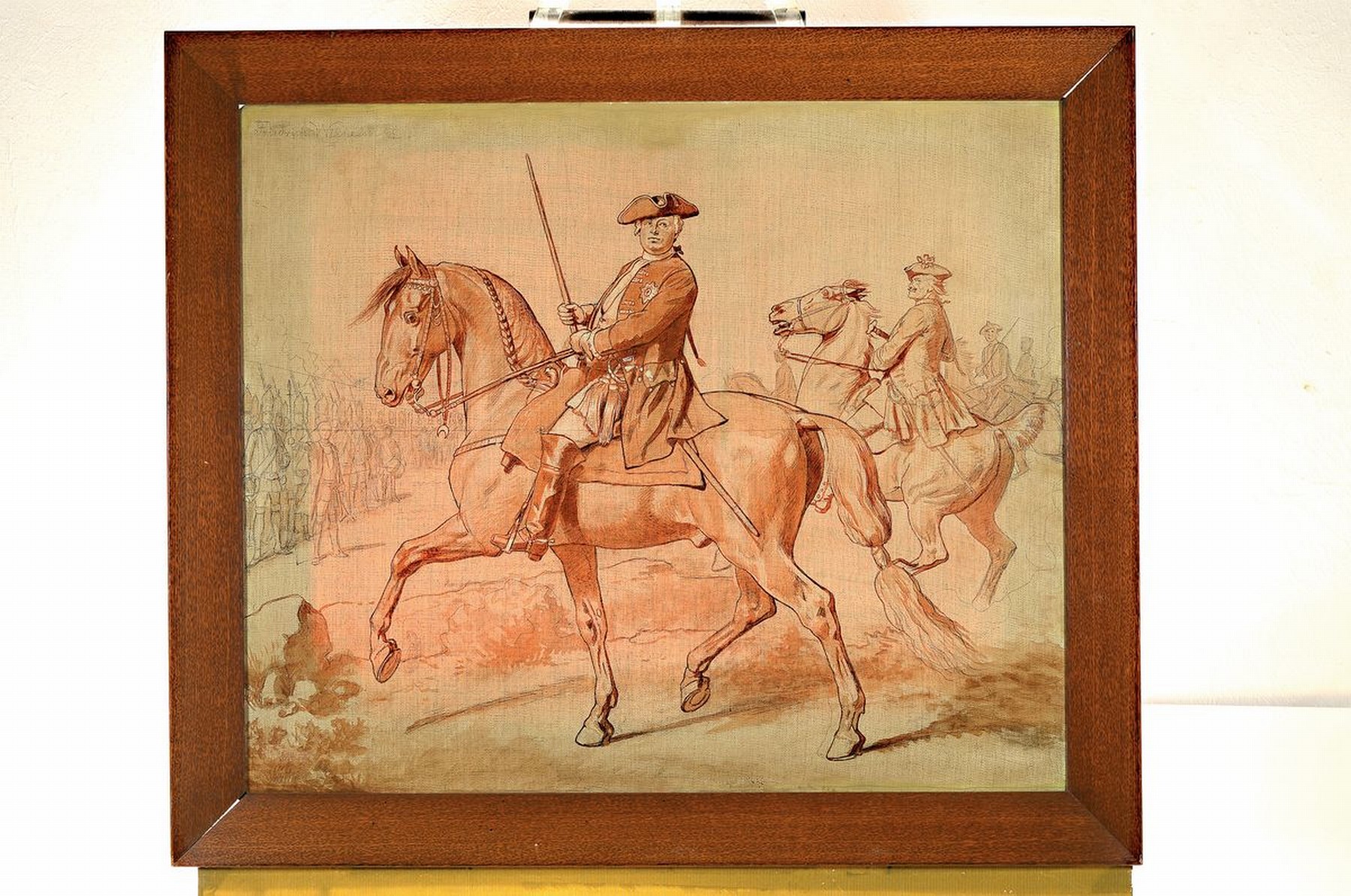 Detail k: Wilhelm Camphausen, 1818-1885 Düsseldorf, Friedrich Wilhelm I. von Preussen bei der Parade seiner Garde, Graphit und Gouache auf grundierter Lwd, ...