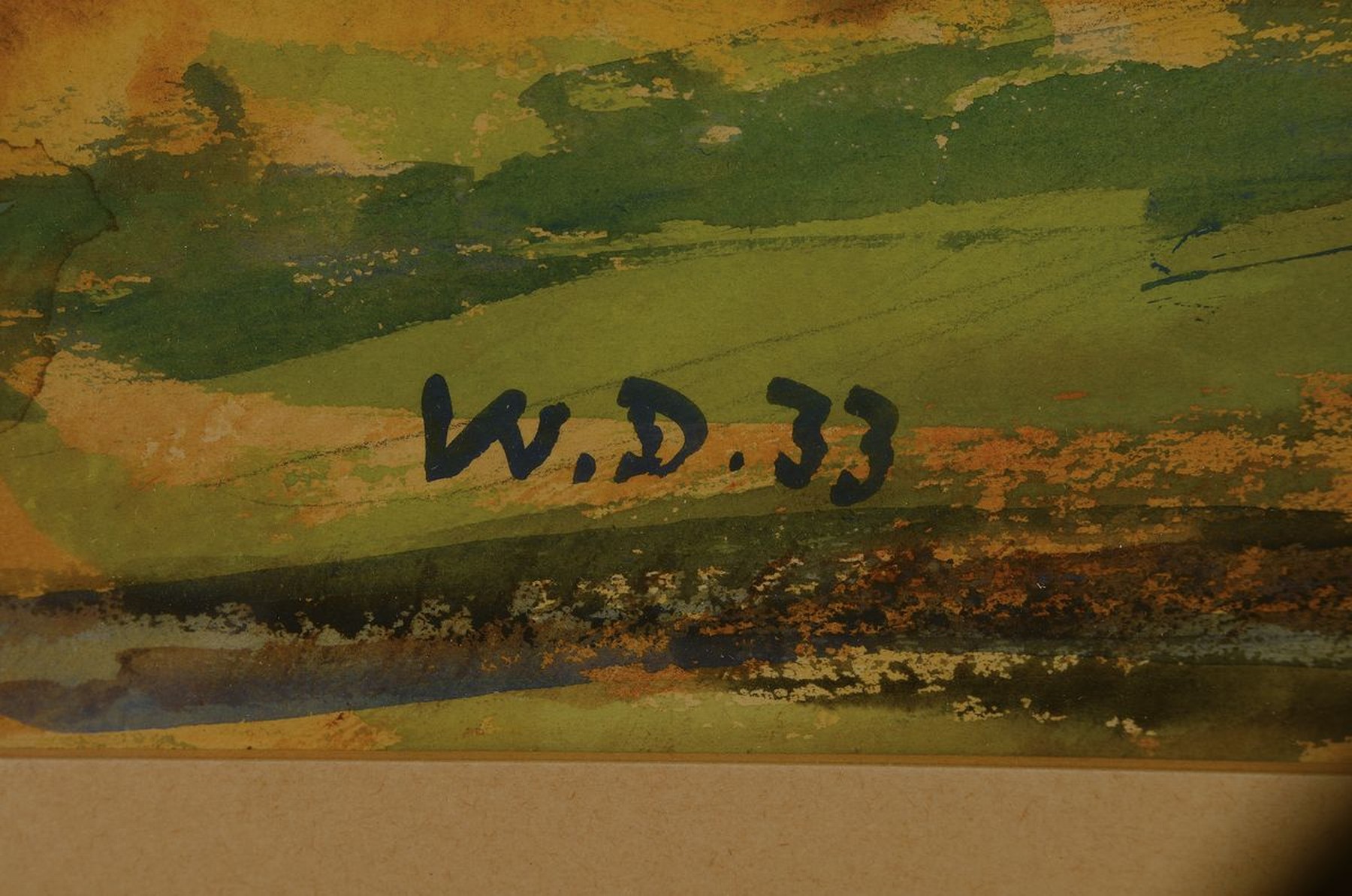 Detail a: Willi Deutzmann, 1897-1958 Solingen, lichtdurchflutetes Waldinterieur, Gouache auf Papier, links unten monogrammiert W.D.33, ca. 46.5x36cm, PP, ...