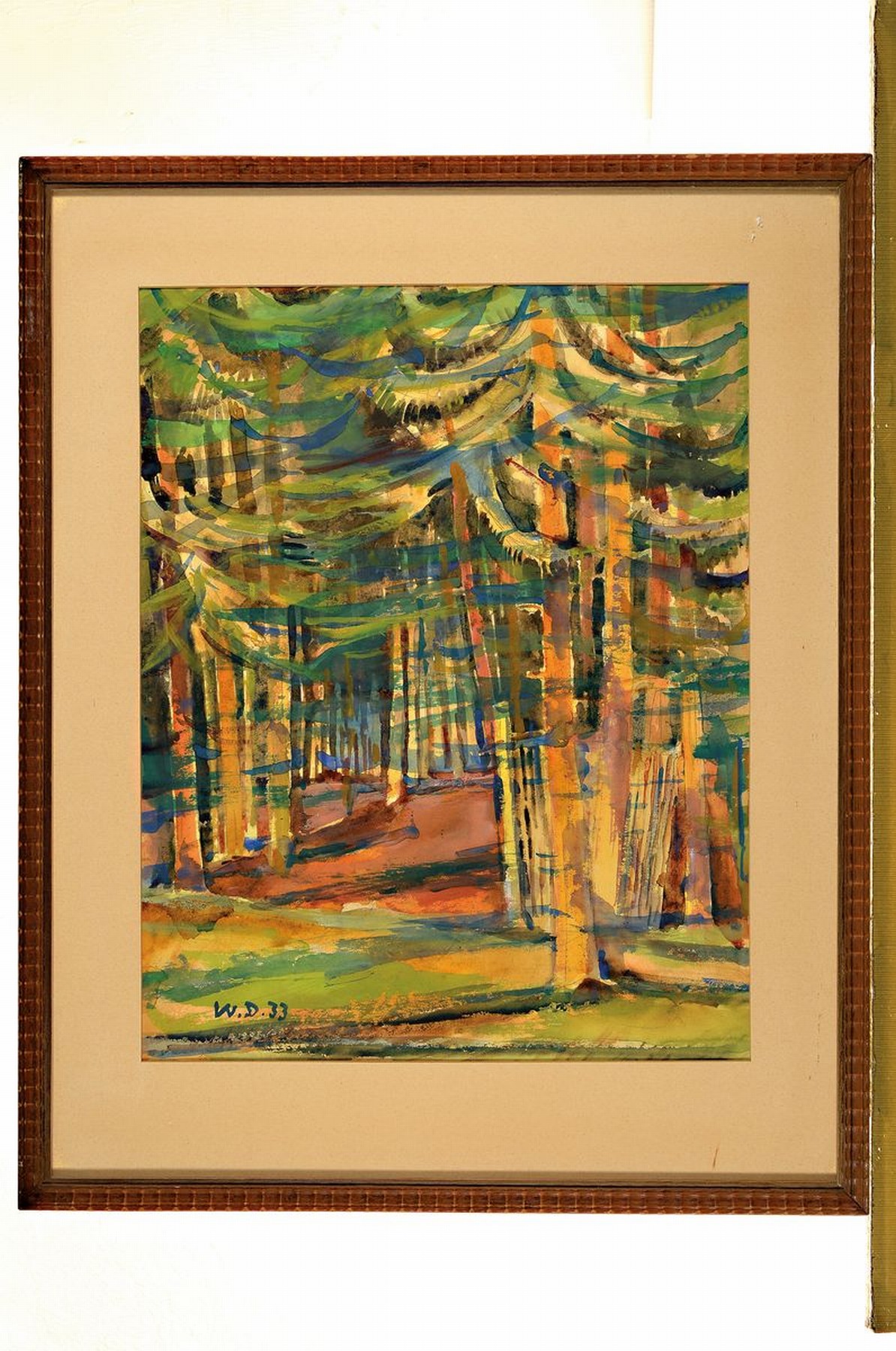 Detail k: Willi Deutzmann, 1897-1958 Solingen, lichtdurchflutetes Waldinterieur, Gouache auf Papier, links unten monogrammiert W.D.33, ca. 46.5x36cm, PP, ...