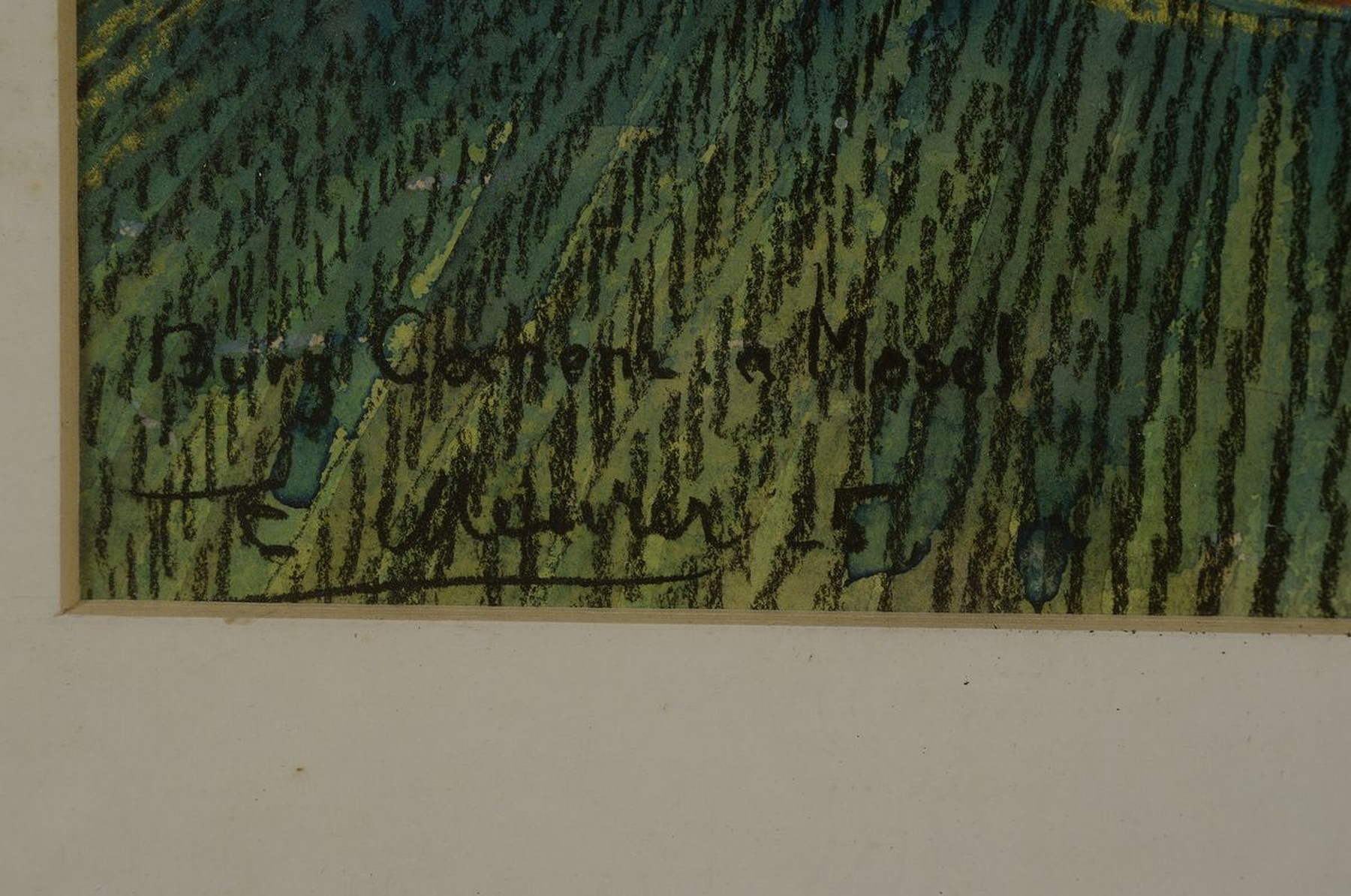Detail a: Ernst Meurer, 1884 Lahr-1956 Bonn, Blick auf Burg Cochem an der Mosel, Gouache auf Papier, links unten signiert, bezeichnet und dat. 25, ca. 30x22cm, ...
