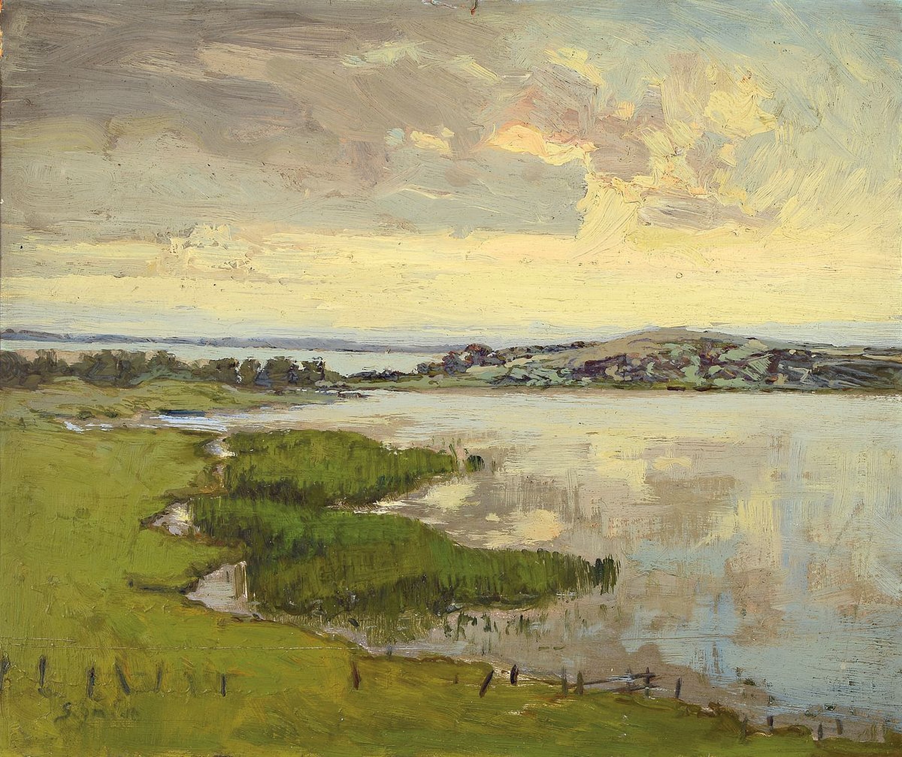 Hugo Schmidt, geb. 1890 Marienburg, Landschaft an der Ostsee, Öl/Malkarton, links unten signiert, ca. 46x56cm, R.