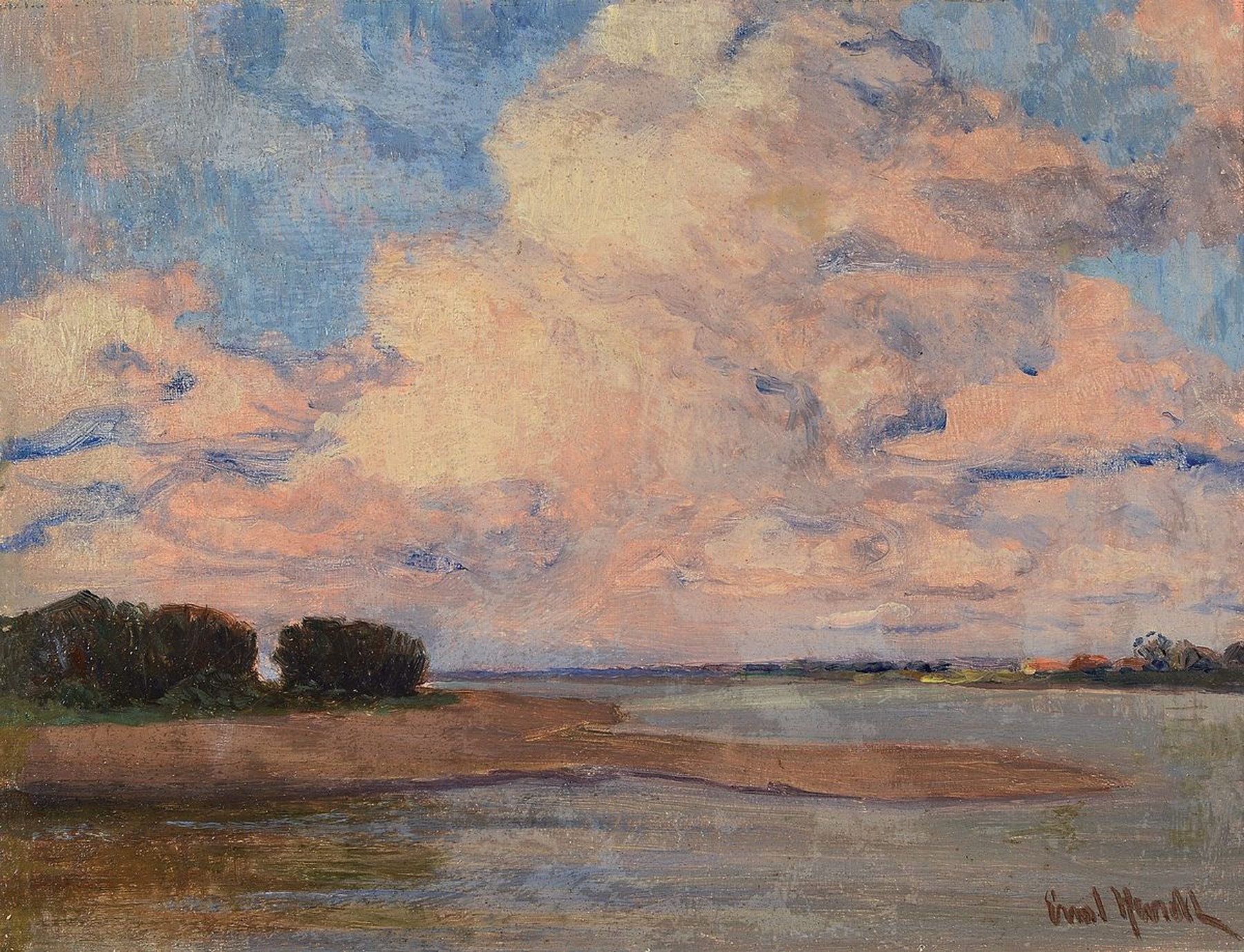 Ernst Hardt, 1869 Köln/Marienburg-1917 Bad Godesberg, Studium an der Akademie Düsseldorf bei Eugen Dücker, hier: Wolkenformationen über ...