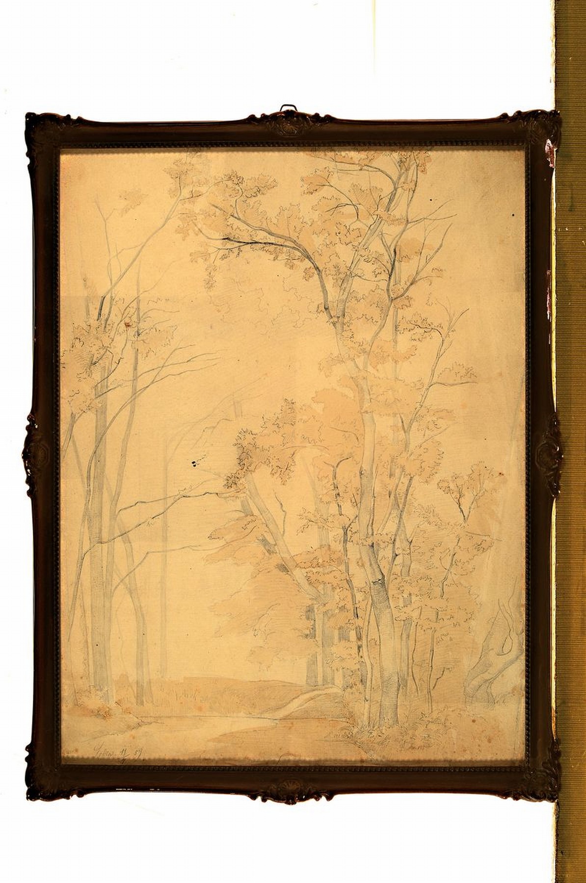 Detail k: Heinrich Deiters, 1840 Münster-1916 Düsseldorf, Studium an der Akademie Düsseldorf, beeinflußt von Andreas und Oswald Achenbach, hier: Waldpartie ...