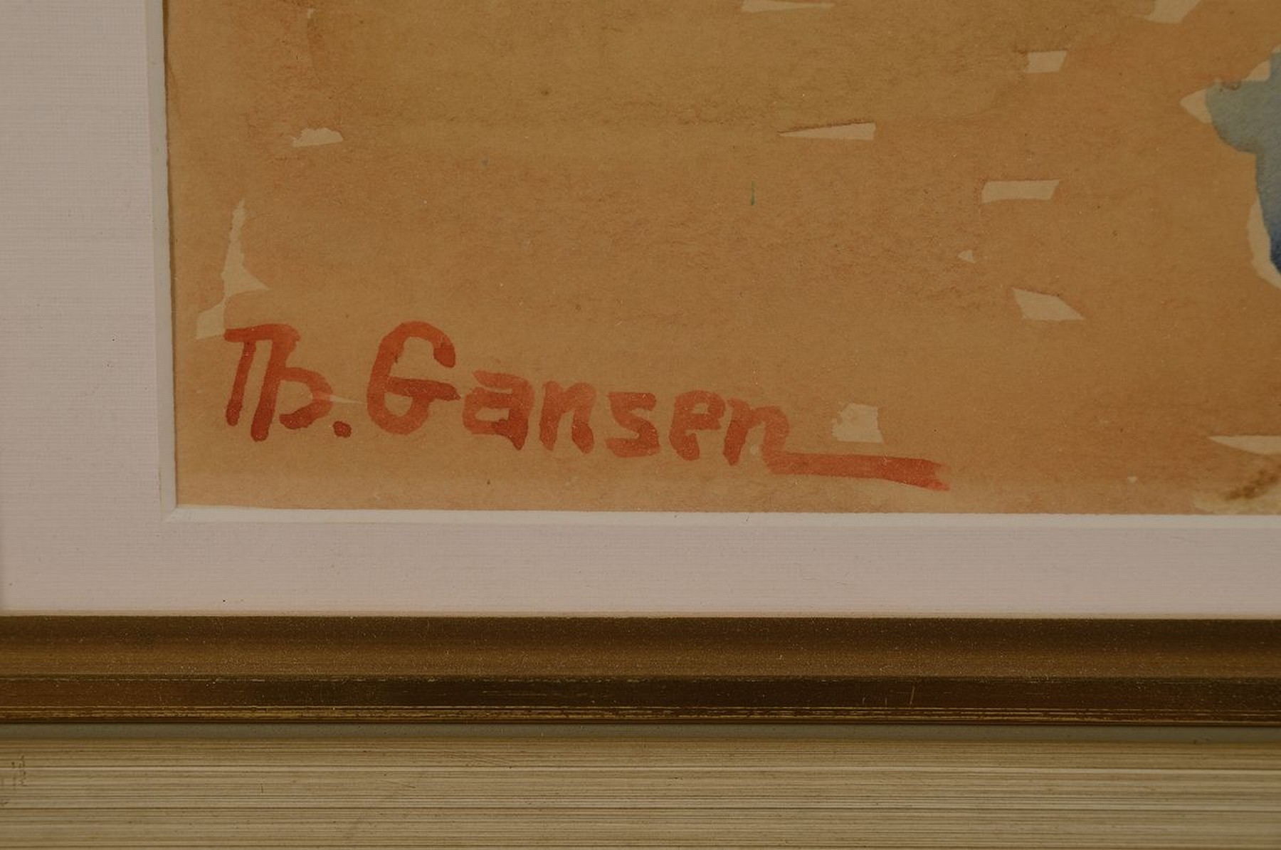 Detail a: Theo Gansen, 1887 Lebach-1956, Studium an den Akademien Düsseldorf, Dresden und Stuttgart, hier: Großer Blumenstrauß, Aquarell auf Papier, links ...