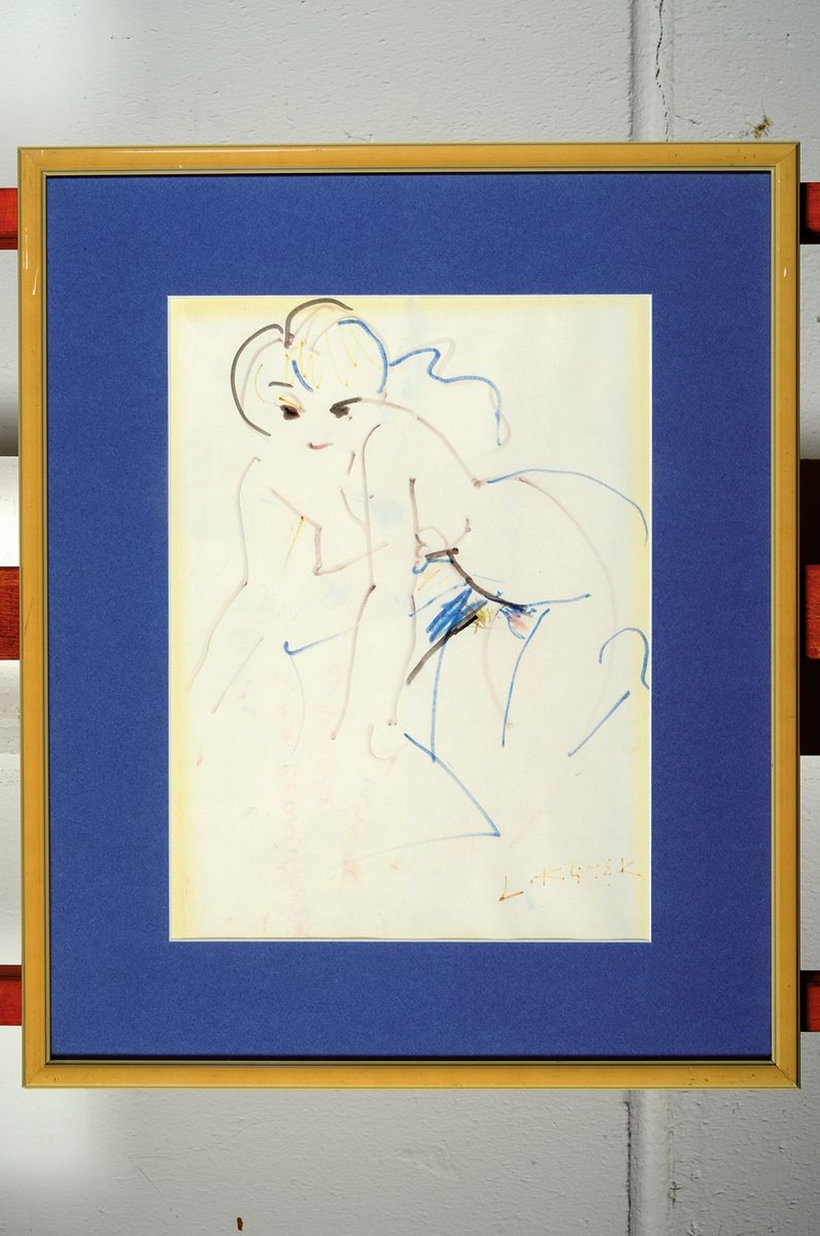 Detail k: Ludwig Klimek, 1912-1992, Akte, Filzstift auf Papier, rechts unten signiert, ca. 35x26cm, PP, u.Gl., R. ca. 51x42cm