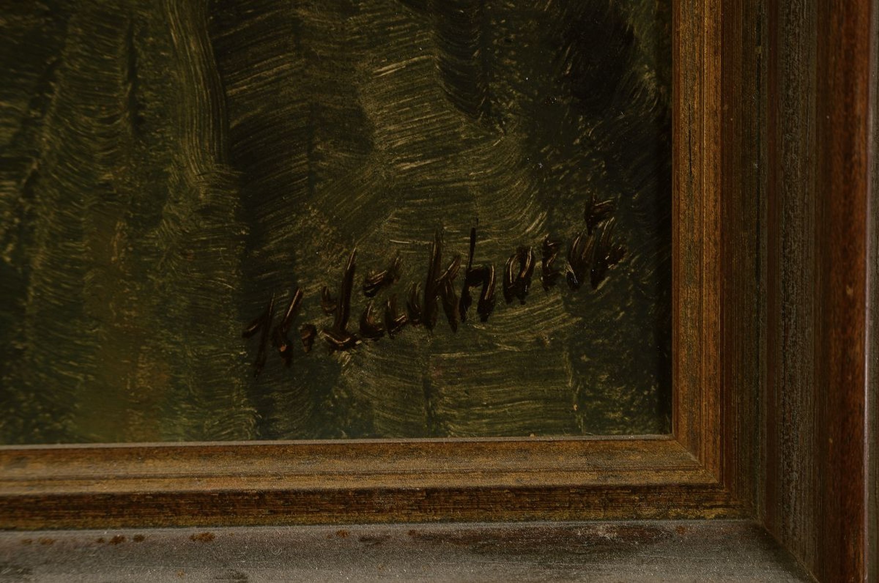 Detail a: Karl Luckhardt, 1886 Frankfurt- Praunheim - 1970 Frankfurt, Bauer mit Pfeife, Öl/ Malkarton, re. u. signiert, ca. 50 x40 cm Rahmen