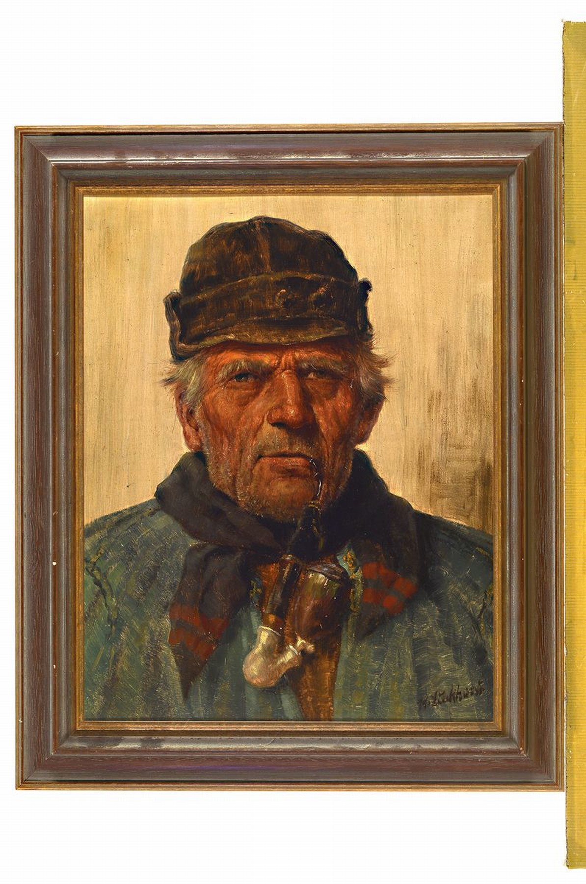 Detail k: Karl Luckhardt, 1886 Frankfurt- Praunheim - 1970 Frankfurt, Bauer mit Pfeife, Öl/ Malkarton, re. u. signiert, ca. 50 x40 cm Rahmen