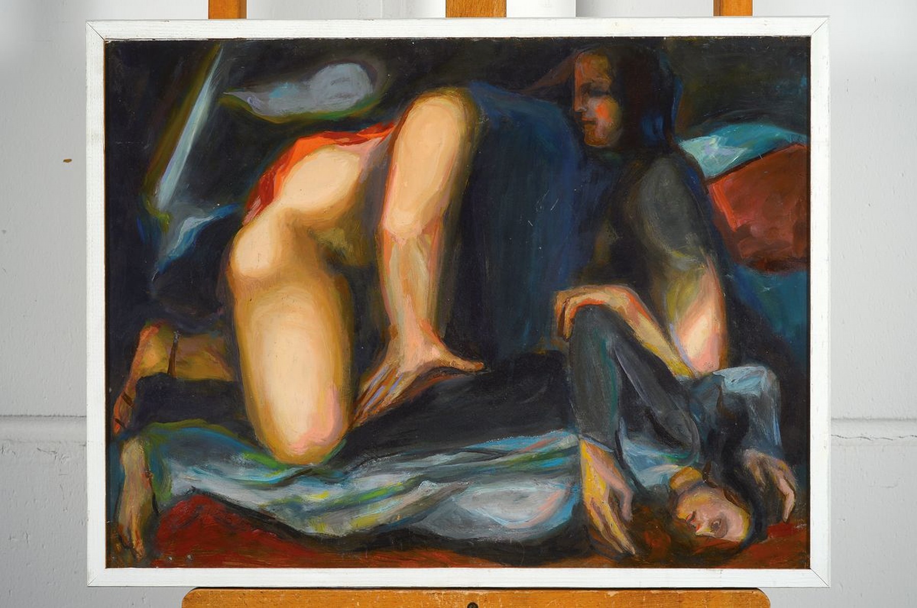 Detail k: Benno Huth, 1937 Sigmaringen-2020, Studium an der Akademie Karlsruhe bei Karl Hubbuch, Figuren, Öl/Hartfaser, links unten monogr. und dat. 65, ca. ...