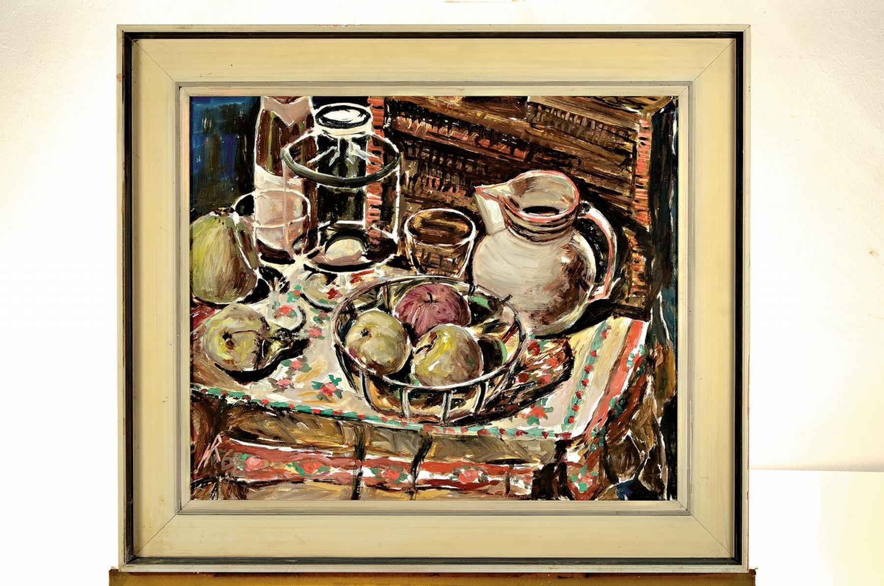 Detail k: Heinz Reiss, 1923-2012 Haßloch, Stillleben mit Obst, Öl/Malkarton, links unten monogr. und dat. 68, ca. 50x60cm, R. ca. 65x75cm