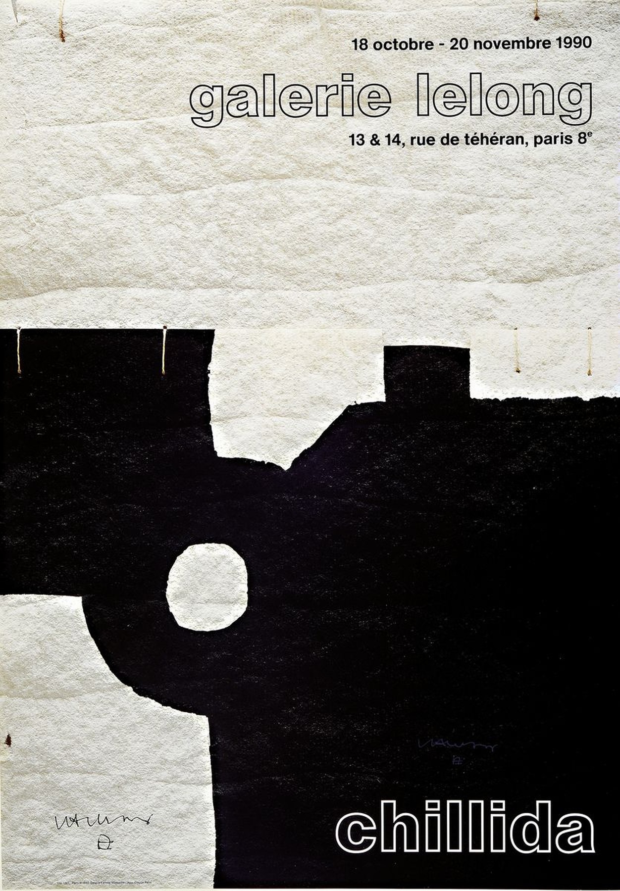 Eduardo Chillida, 1924-2002, Plakat, Galerie Lelong, Paris 1990, mit Silberstift handsign., ca. 71x45 cm, gebrsp.