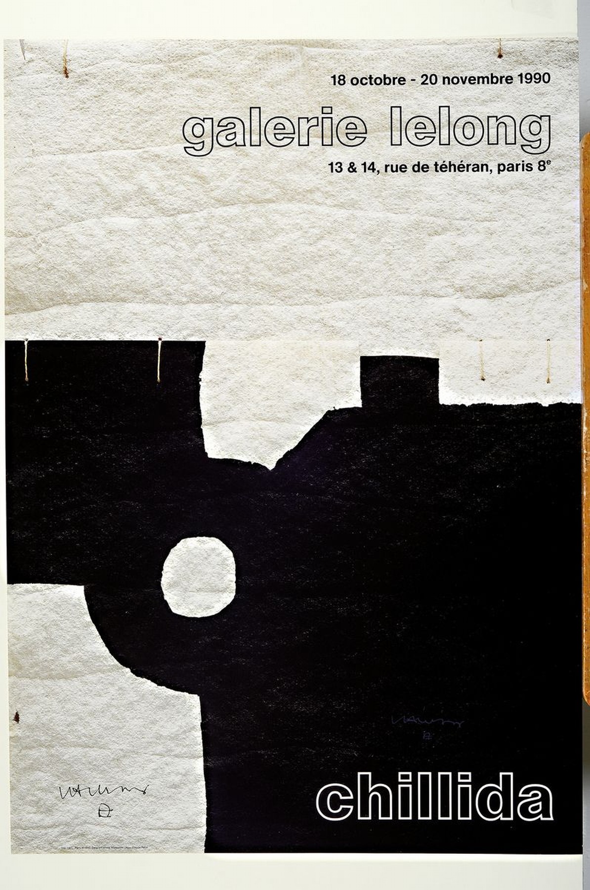 Detail k: Eduardo Chillida, 1924-2002, Plakat, Galerie Lelong, Paris 1990, mit Silberstift handsign., ca. 71x45 cm, gebrsp.