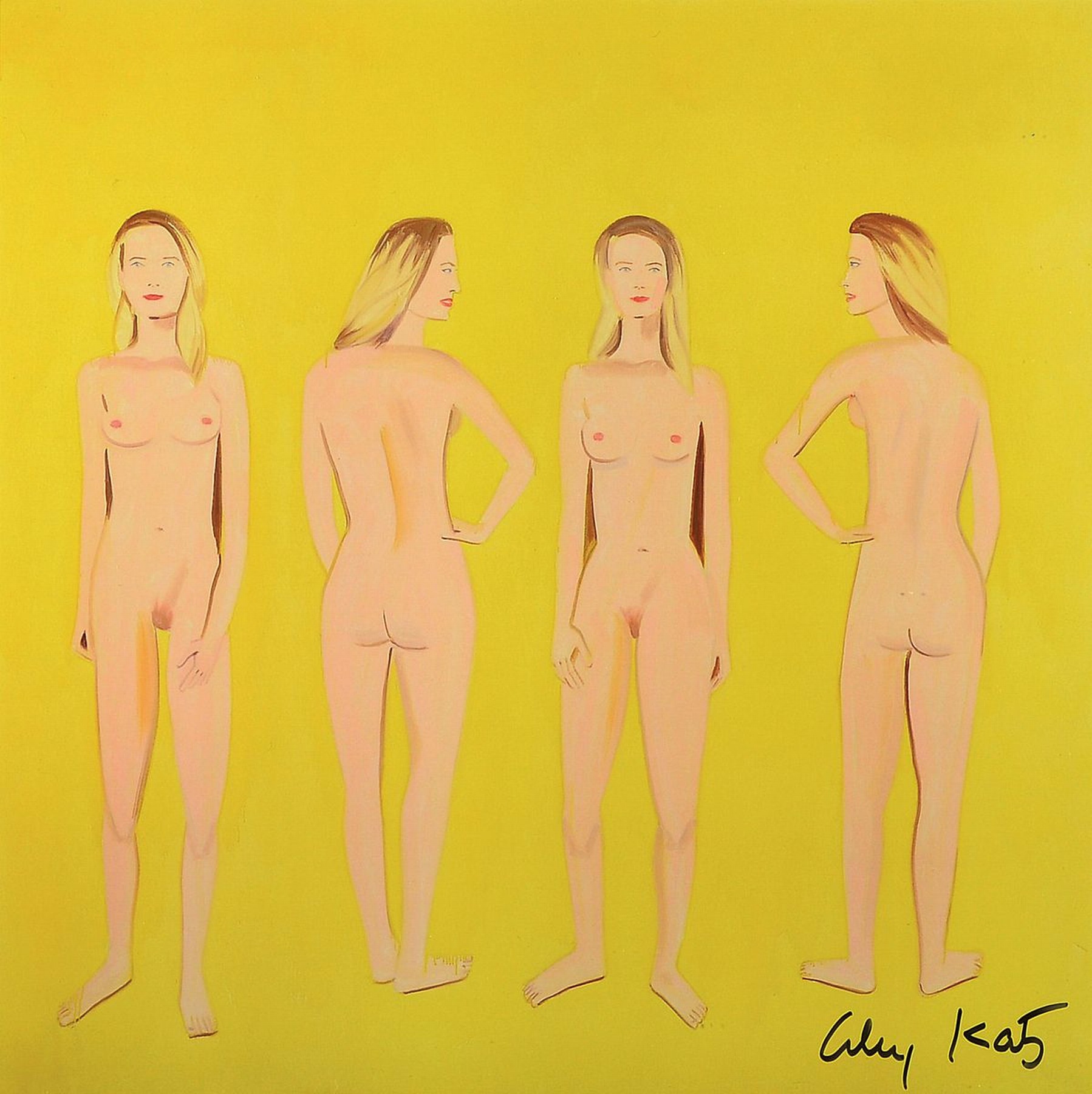 Alex Katz, geb. 1927, "Four Nudes", Fotografie, handsign., gerahmt zwischen doppeltem Plexiglas, Motiv ca. 20x20 cm, gesamt ca. 32x32 cm