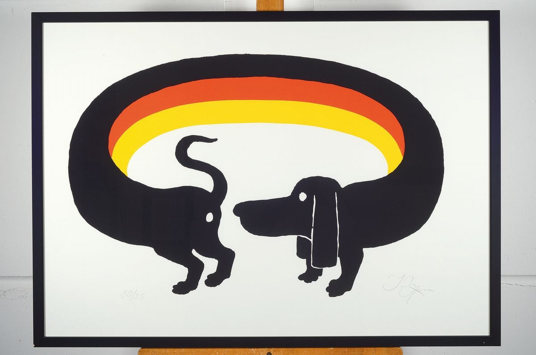 Detail k: Tomi Ungerer, 1931 - 2019, Serigraphie auf Karton, "Ost meets West", handsigniert, num. 30/35, ca. 59.5 x 84 cm, unter Glas, Rahmen ca. 63 ...