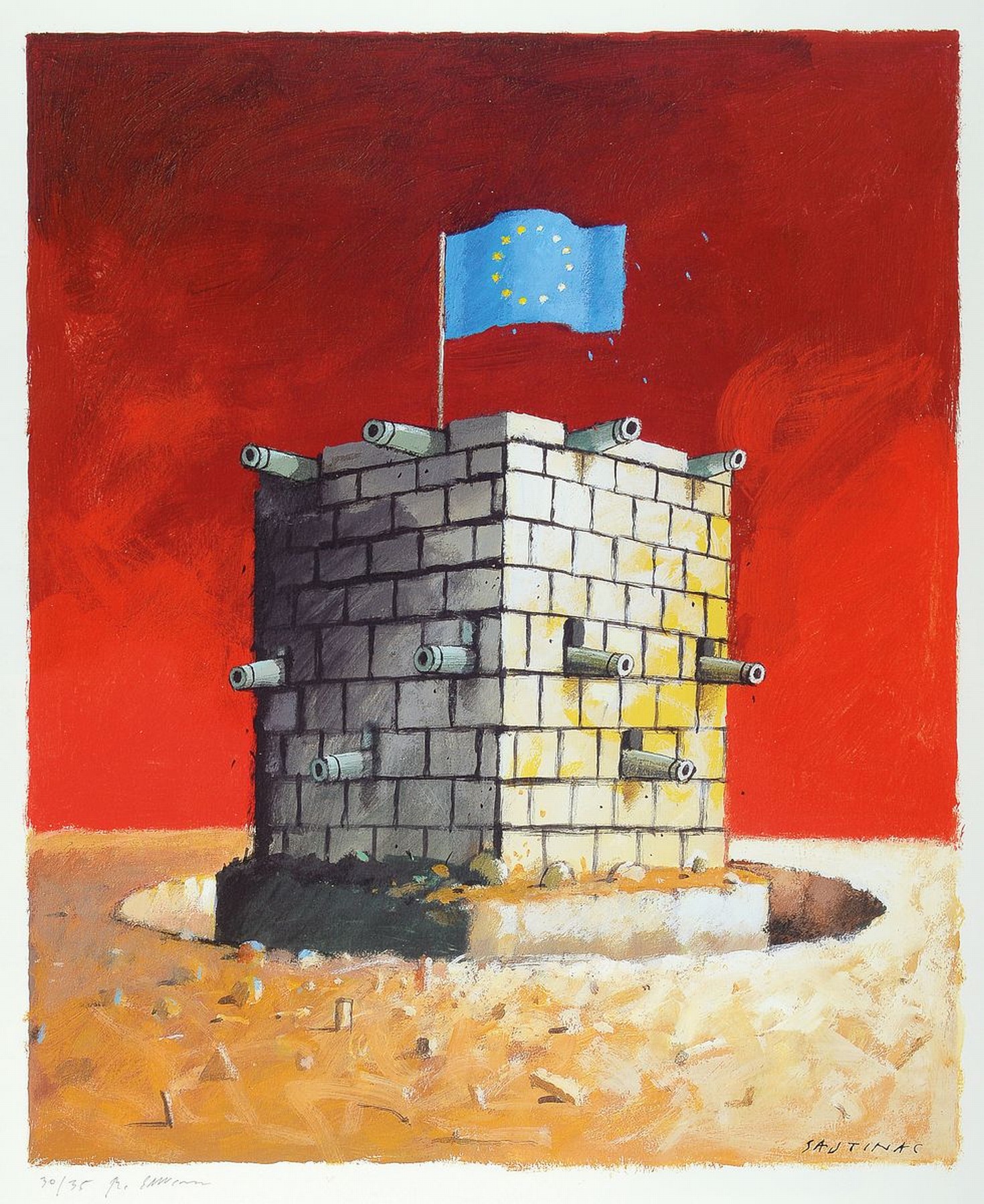 Borislav Sajtinac, geb. 1943 Jugoslawien, Offsetlitho auf Papier, handsigniert, num. aus 1995, 30/35, 84 x 59.5 cm, unter Glas, Rahmen 87 x 63 cm