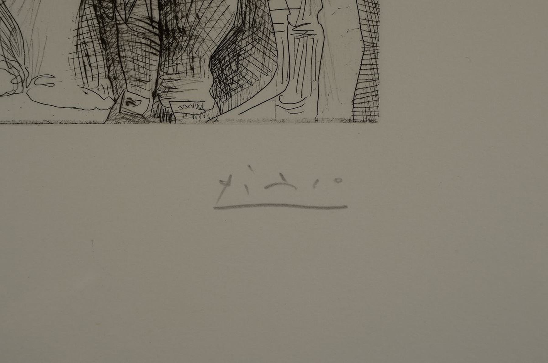 Detail a: Pablo Picasso, 1881 - 1973, Aquatinta- und Kaltnadelradierung, Titel: "Grosse Courtisane, avec un Vieillard et un Spectateur", 1968, ...