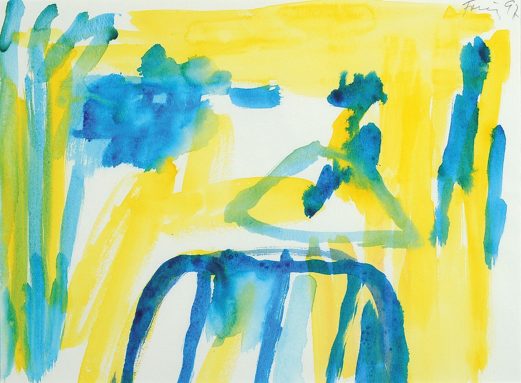 Günther Förg, 1952 - 2013, Aquarell auf Papier, handsigniert und dat. 97 30 x 40 cm, unter Glas, Rahmen 47 x 57 cm