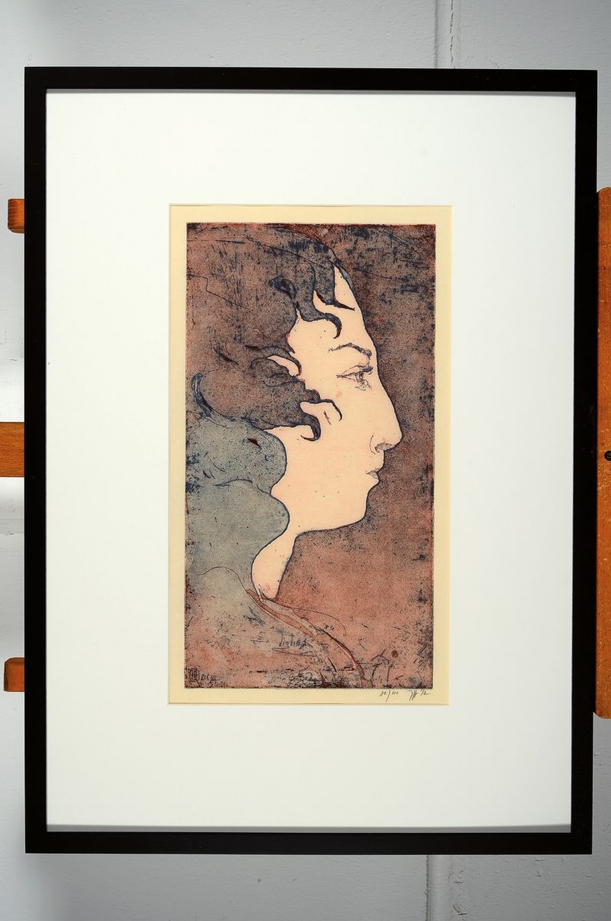 Detail k: Horst Janssen,1929-1995, Farbradierung von zwei Platten gedruckt, handsigniert, num. 80/100, Blattgr. 52 x 31 cm, aus 1992, unter Glas, Rahmen: 73 x ...