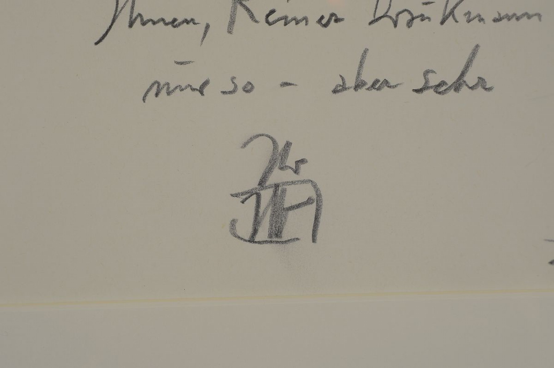 Detail a: Horst Janssen,1929-1995, Bleistift und Buntstiftzeichnung auf Papier, "Vogel", monogrammiert "Ihr HJ", handschriftlich ...