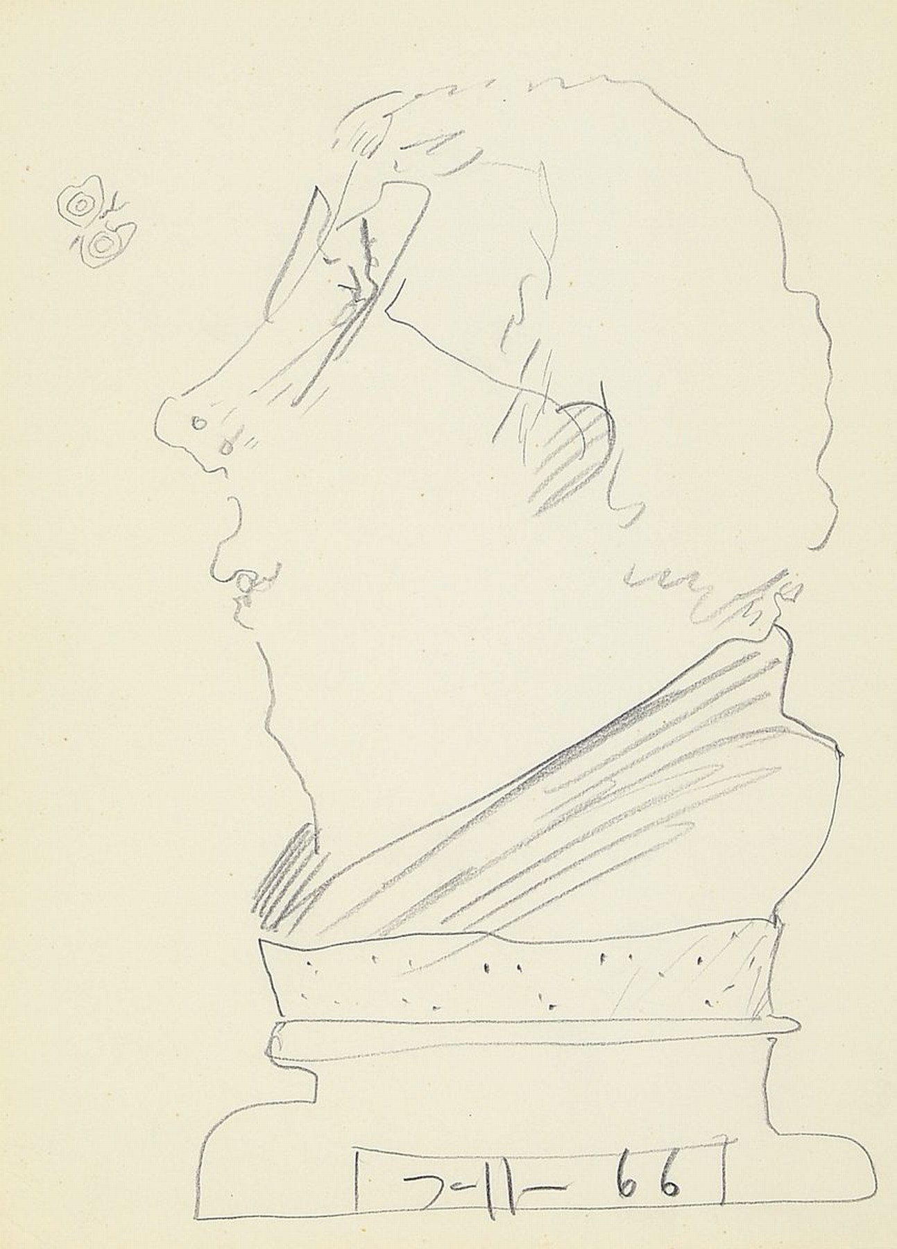 Horst Janssen,1929-1995, Bleistiftzeichnung auf Papier, "Selbstportrait", handsigniert und dat. 66, Blattgr. 20.5 x 15.2 cm, Rahmen: 42.2 x ...