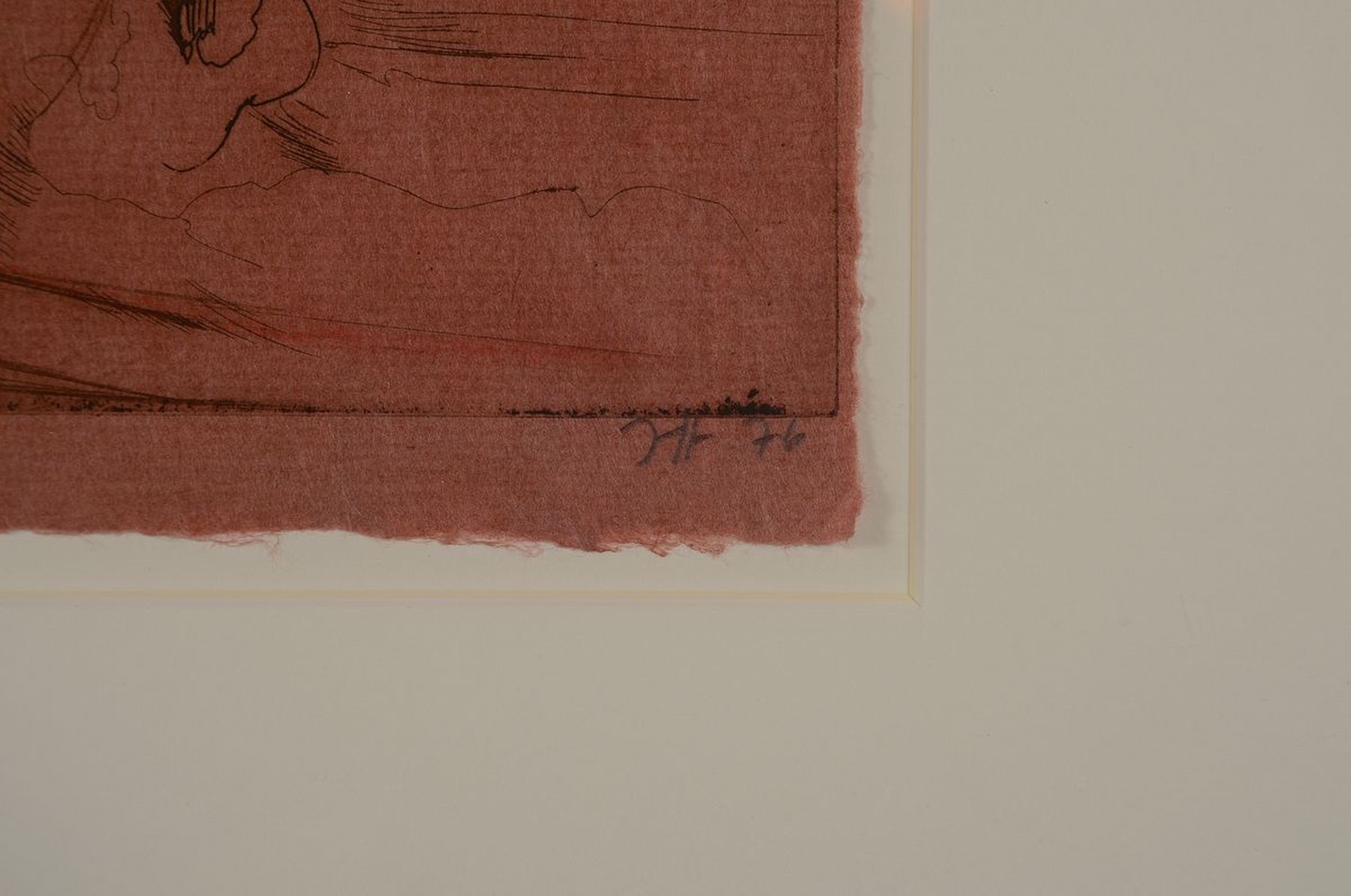 Detail a: Horst Janssen,1929-1995, Aquarell über Radierung, handsigniert, aus 1976, Unikatcharakter, Blattgr. 20 x 25 cm, unter Glas, Rahmen 42.5cm x 52.5cm, ...