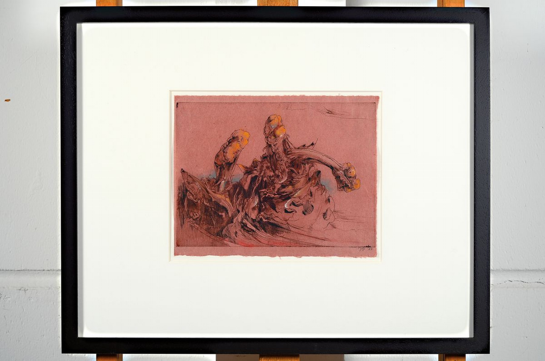 Detail k: Horst Janssen,1929-1995, Aquarell über Radierung, handsigniert, aus 1976, Unikatcharakter, Blattgr. 20 x 25 cm, unter Glas, Rahmen 42.5cm x 52.5cm, ...