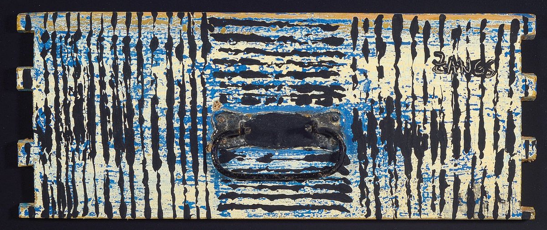 Herbert Zangs,1924-2003, Acryl/Holz, Objekt: Reihung Schubladenfront, 19 x 45 cm, wohl 80er Jahre, Zangs hat hier ein Schubladenvorderteil mit ...