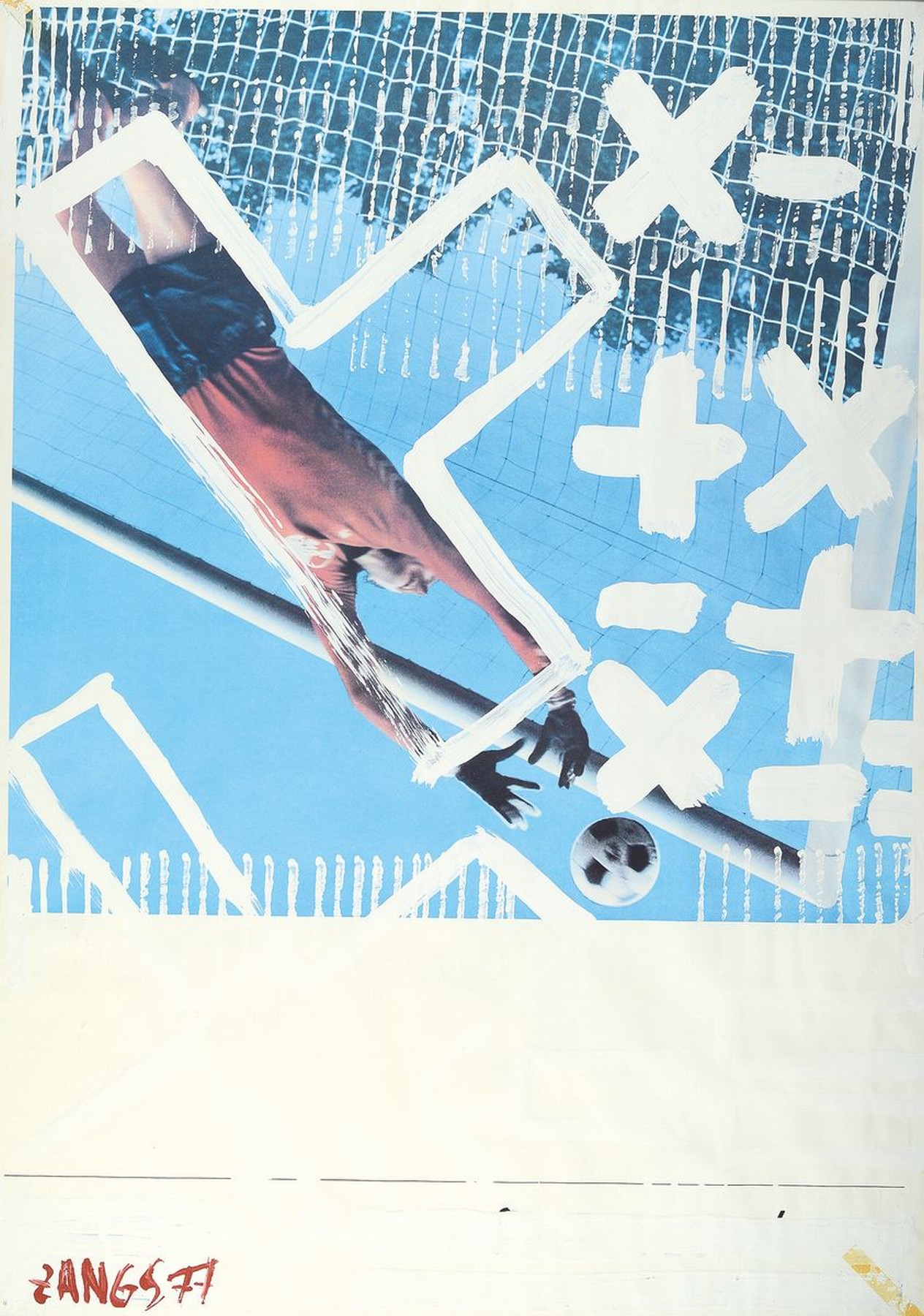 Herbert Zangs,1924-2003, Plakatübermalung, Acrylfarbe über Offset, handsigniert und dat. 77, leichte Altersspuren, 84x 59.5 cm, unter Glas, Rahmen: ...