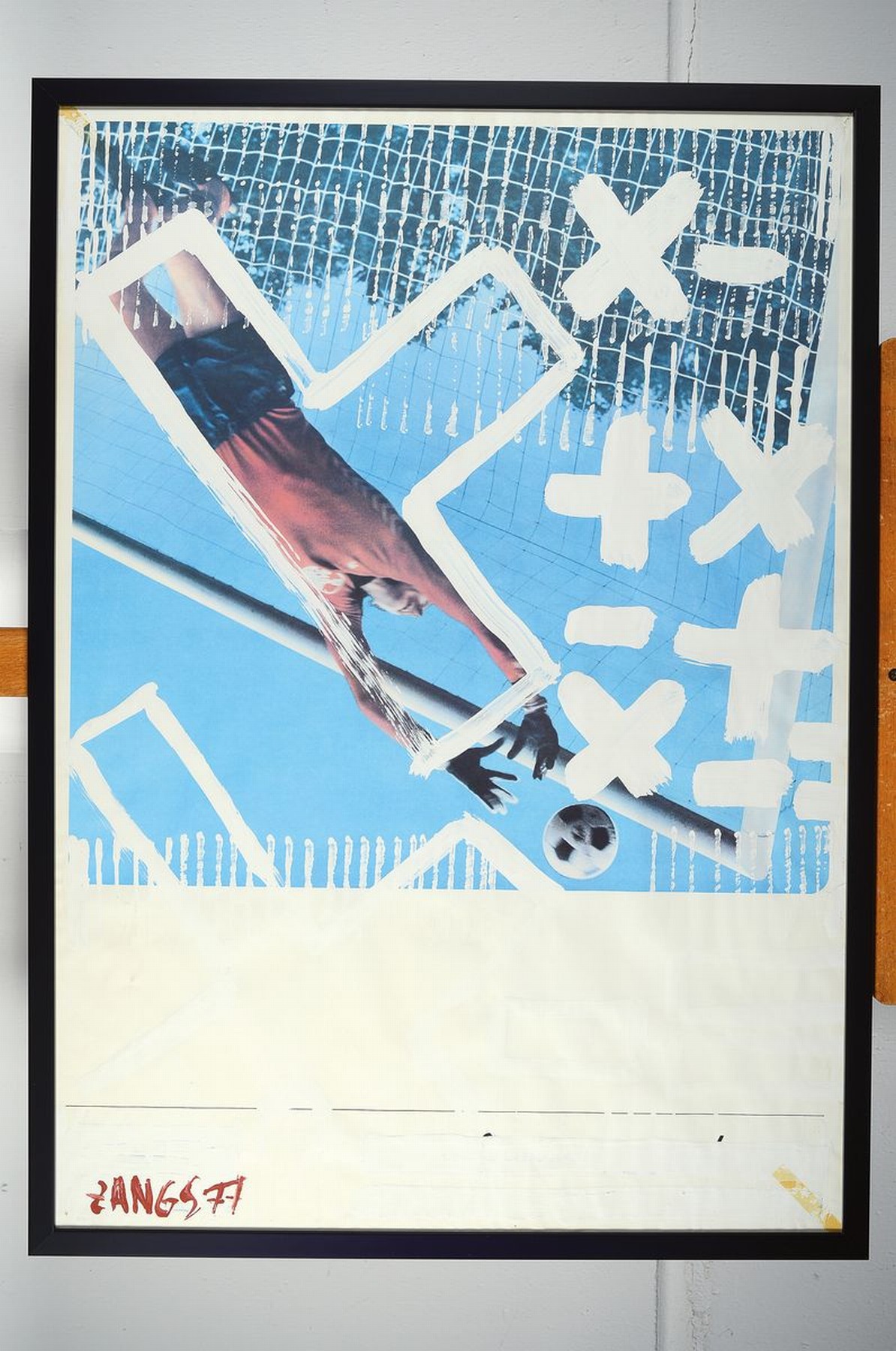 Detail k: Herbert Zangs,1924-2003, Plakatübermalung, Acrylfarbe über Offset, handsigniert und dat. 77, leichte Altersspuren, 84x 59.5 cm, unter Glas, Rahmen: ...
