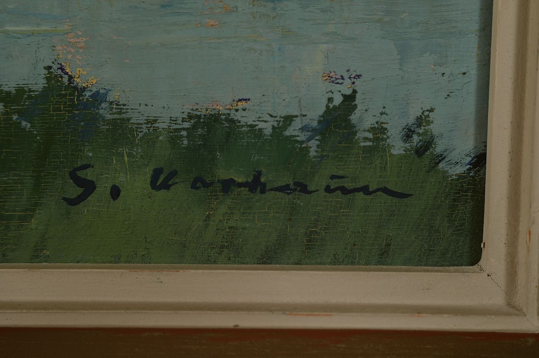 Detail a: Georg Vorhauer, 1903 Paris-1981 Neustadt a.d. Weinstr., Am Altrhein, Öl/Lwd, rechts unten signiert, ca. 90x120cm, R. ca. 103x133cm