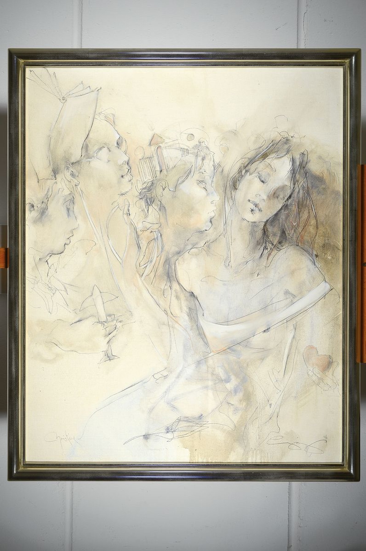 Detail k: Jürgen Görg, geb. 1951 Dernbach/Westerwald, Christine, Öl/Lwd, rechts unten signiert, ca. 100x80cm, Galerierahmen ca. 108x88cm, ehem. ...