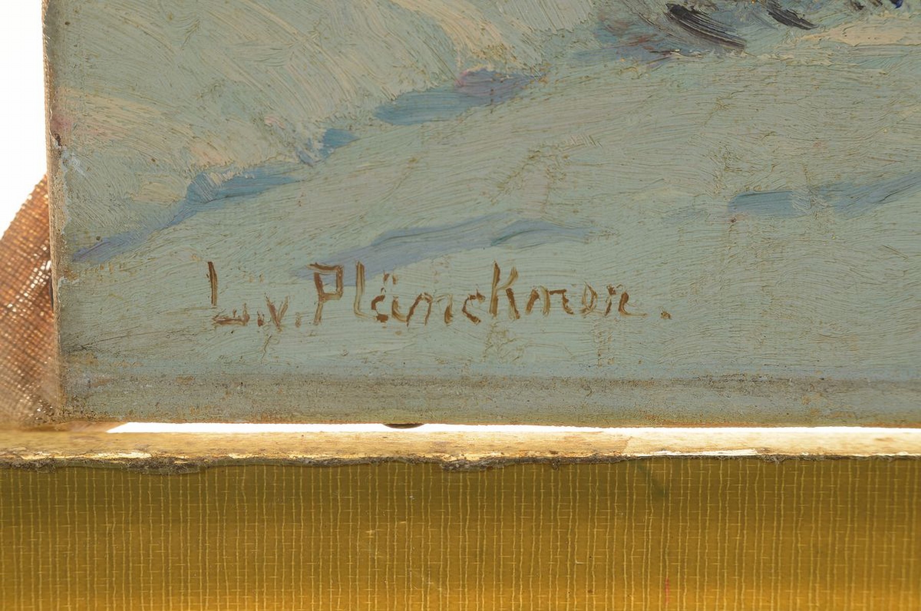 Detail a: Lonny von Plänckner, 1863 bis ca. 1925, Verschneite Gebirgslandschaft mit Hütte, Öl/Lwd, links unten signiert, ca. 40x50cm