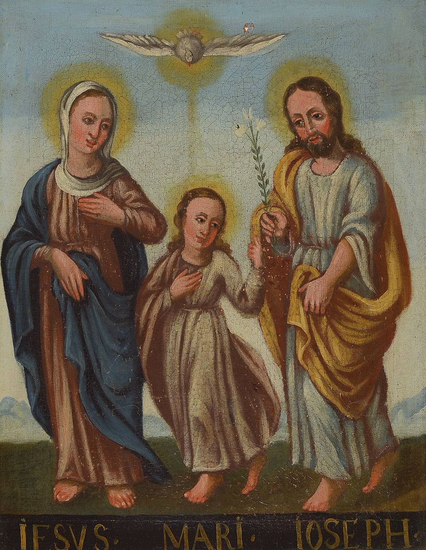 Detail a: 2 Gemälde aus der 2. Hälfte des 18. Jh., 1) Gottvater, Sohn und Hl. Geist krönen Maria zur Königin, Öl/Lwd, doubl., ca. 60x 47cm, R. besch., 2) ...