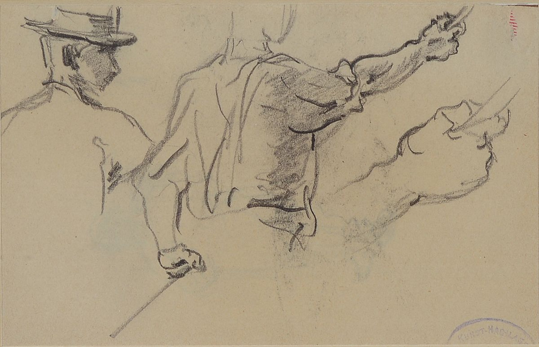 Anton Burger, 1824 Frankfurt a.M.-1905 Kronberg, kleine Sammlung aus 8 Bleistift- Skizzen auf Papier, meist mit Nachlaßstempel, von ca. 7.5x7.5cm ...