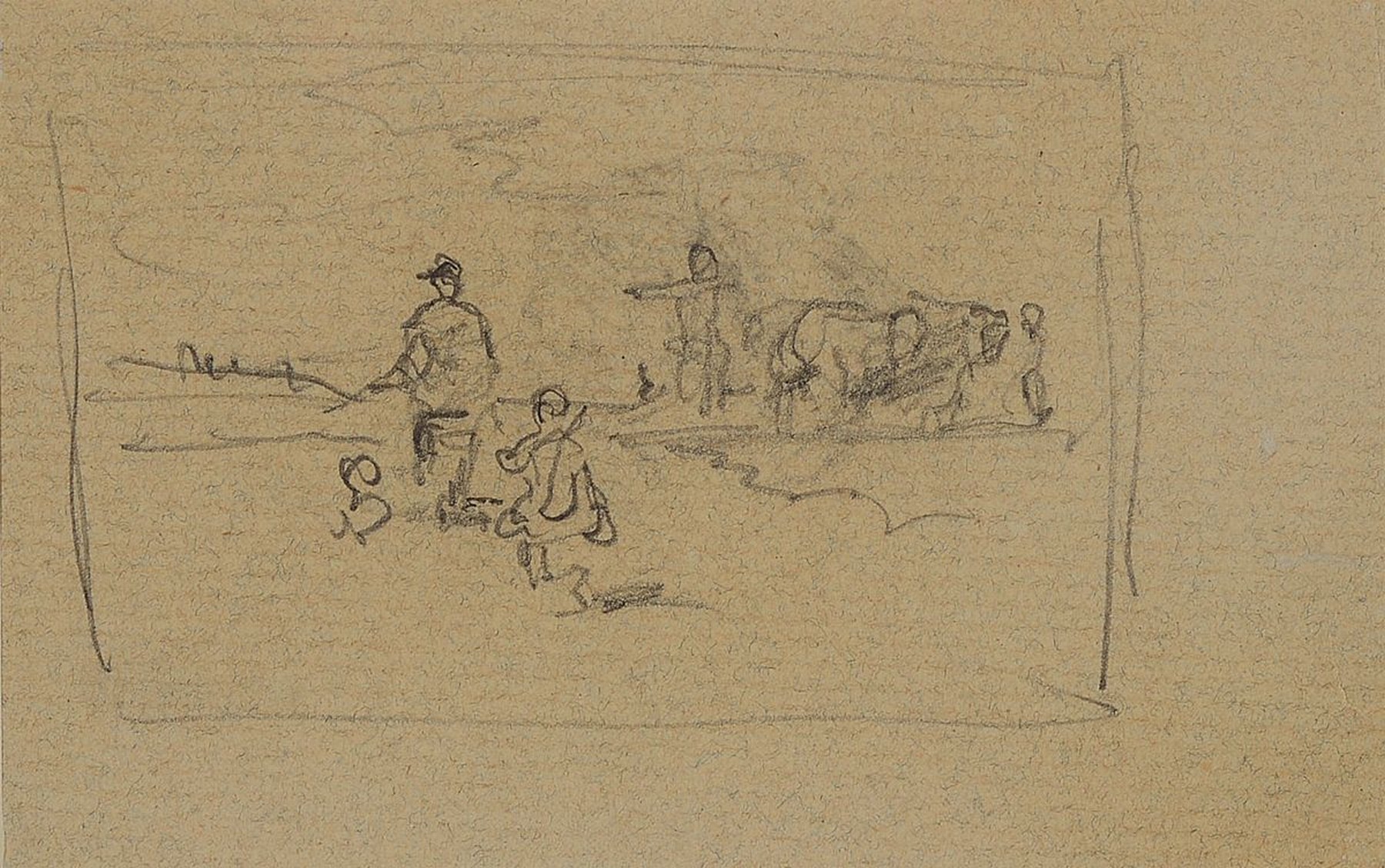 Detail a: Anton Burger, 1824 Frankfurt a.M.-1905 Kronberg, kleine Sammlung aus 8 Bleistift- Skizzen auf Papier, meist mit Nachlaßstempel, von ca. 7.5x7.5cm ...